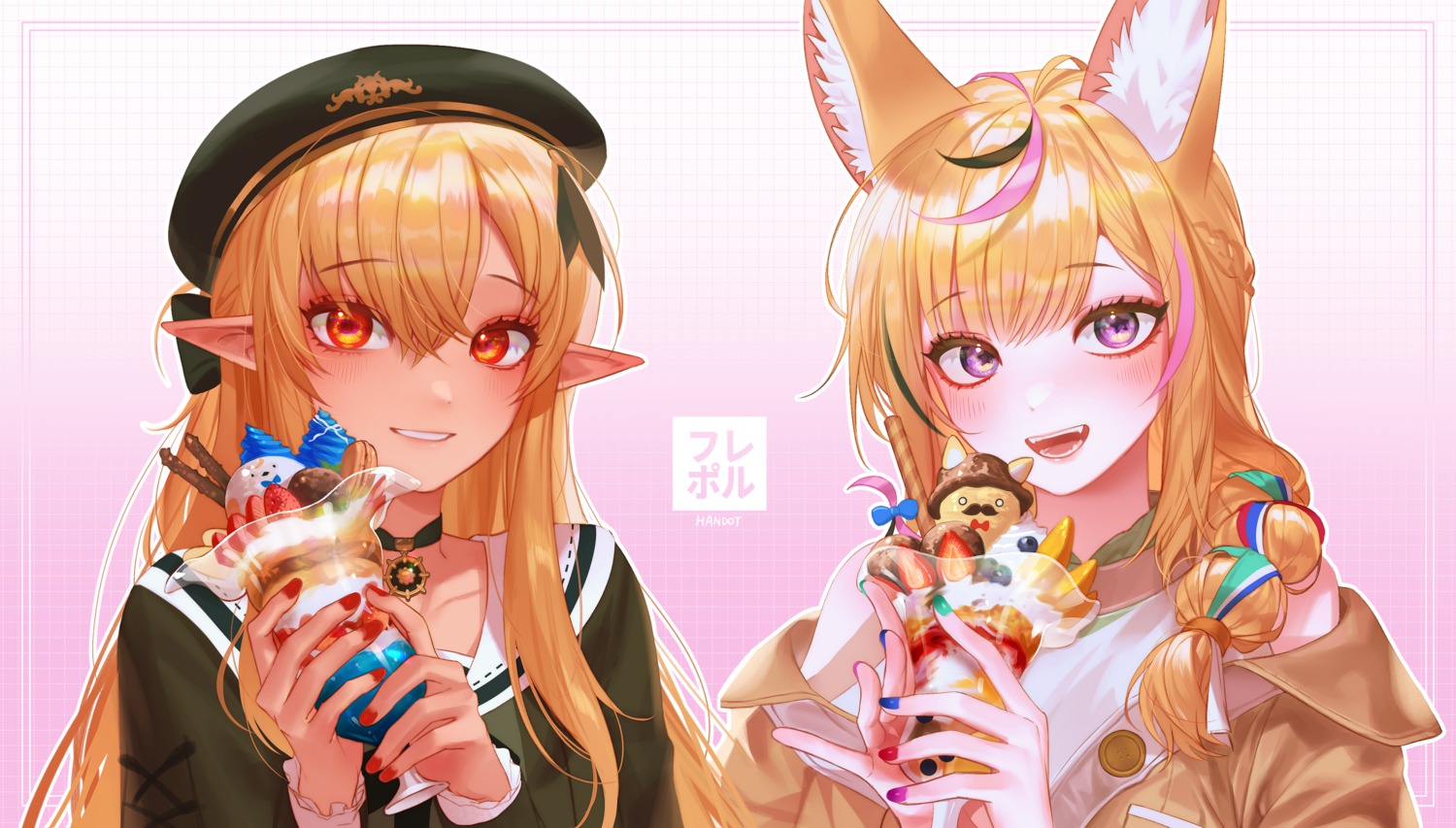 animal_ears, elf, handot_(d_yot_), hololive, omaru_polka, pointy_ears, seifuku, shiranui_flare