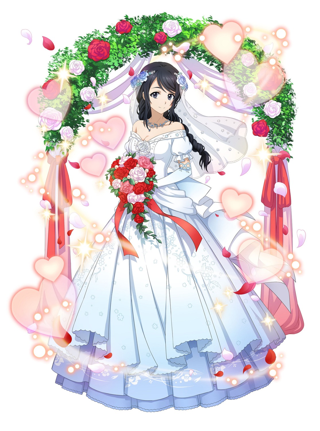 cleavage, dress, izawa_shizue, no_bra, tagme, tensei_shitara_slime_datta_ken, wedding_dress