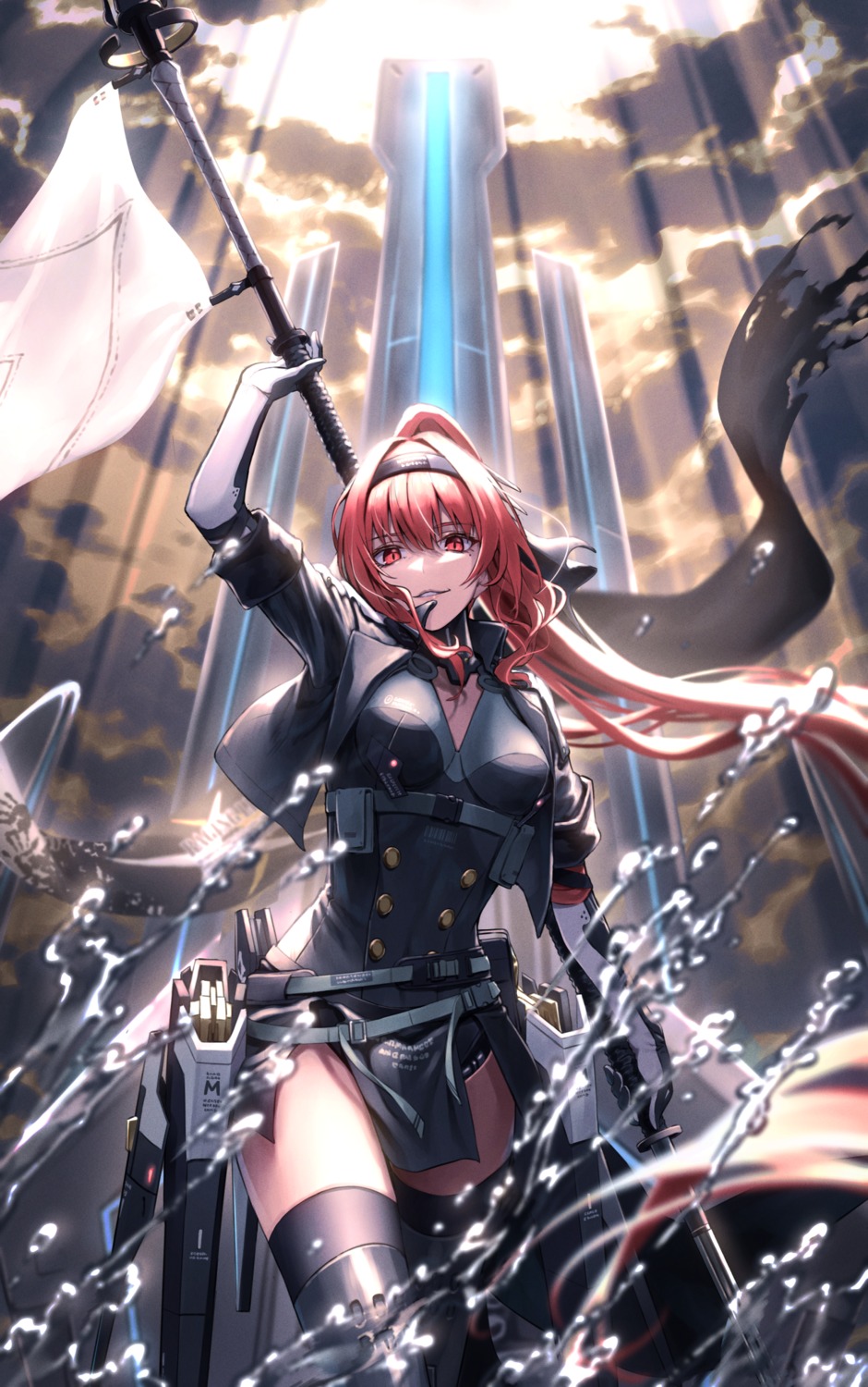 greenkohgen, punishing:_gray_raven, thighhighs, vera_(punishing:_gray_raven), weapon
