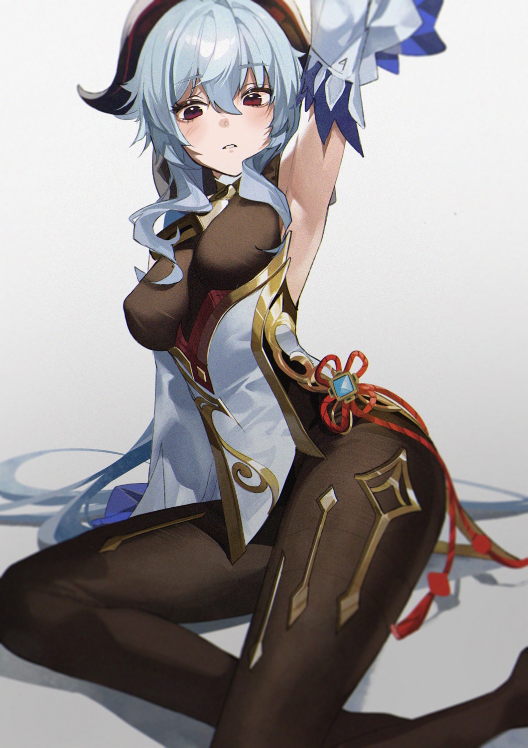 asian_clothes, ganyu, genshin_impact, horns, leotard, pantyhose, retty2706