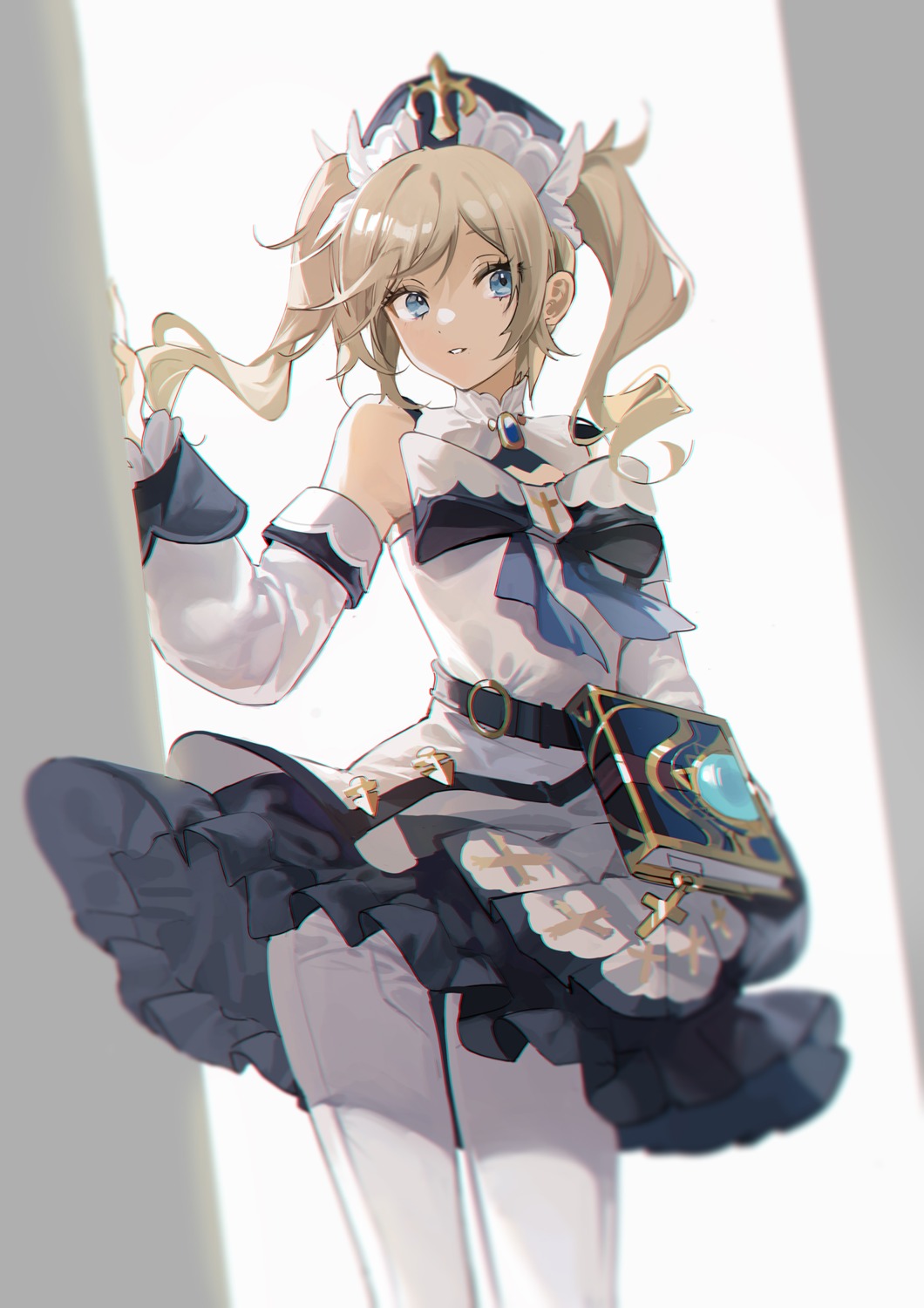 barbara_(genshin_impact), dress, genshin_impact, pantyhose, retty2706, skirt_lift