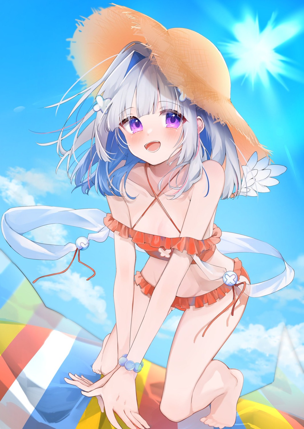 amane_kanata, bikini, eme_(emeralda), hololive, swimsuits, wings