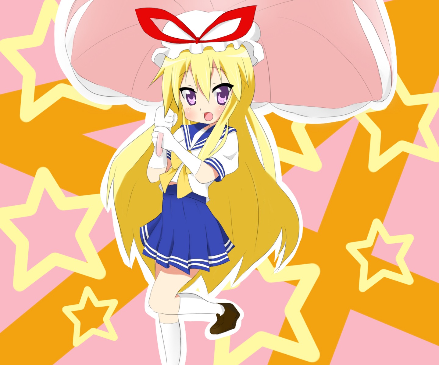 chiro-minami, lucky_star, parody, seifuku, thighhighs, touhou, yakumo_yukari