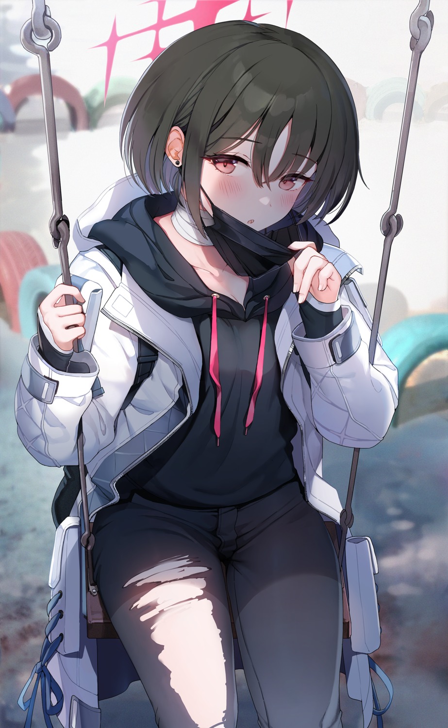 bandages, blue_archive, halo, imashino_misaki, jehyun, torn_clothes