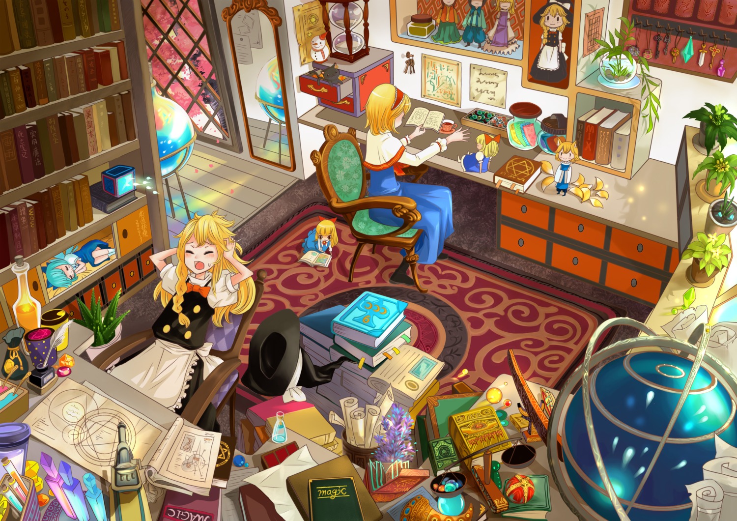 alice_margatroid, chen, cirno, grayfair, kirisame_marisa, neko, shanghai_doll, touhou