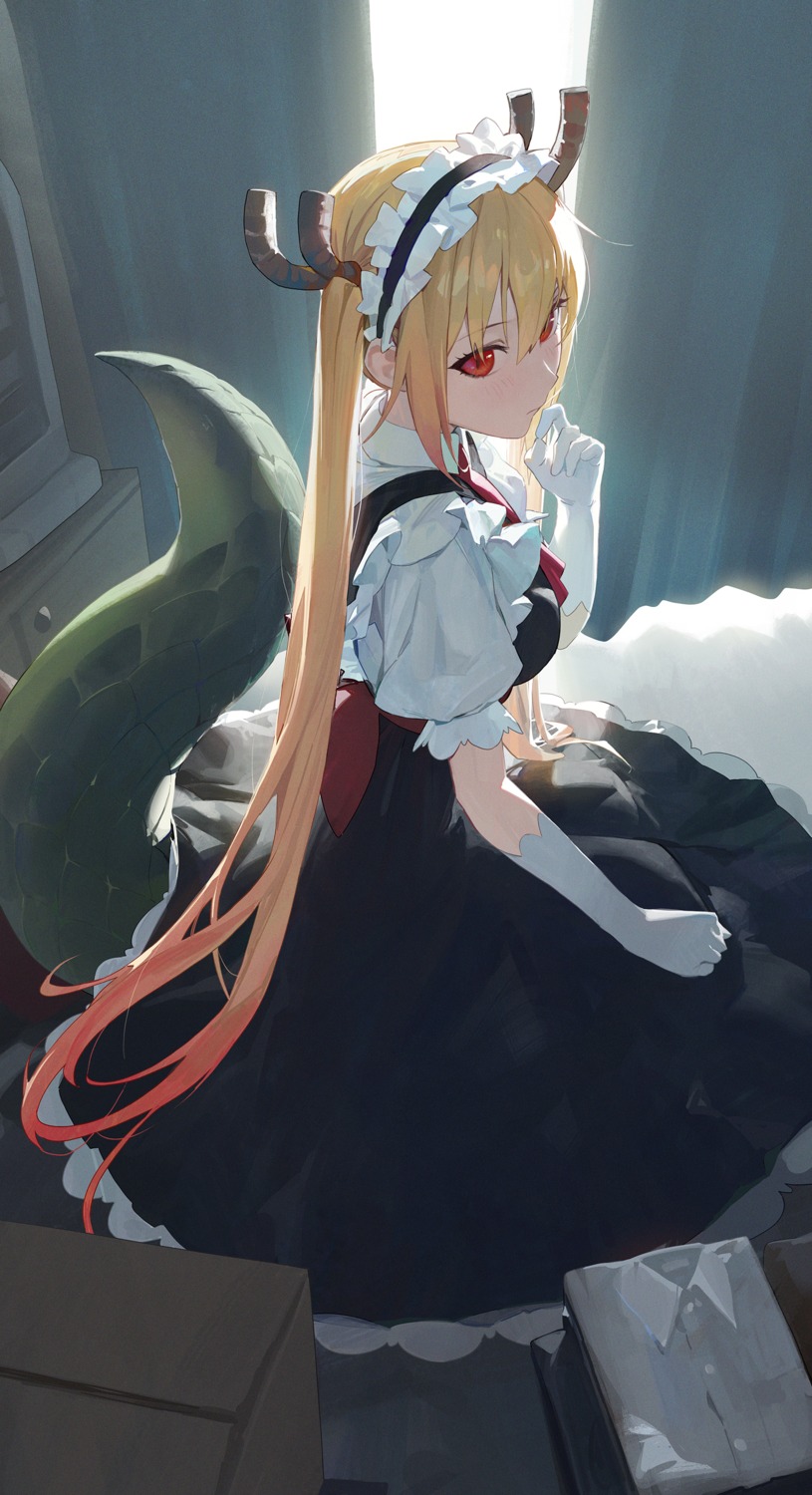 horns, kobayashi-san_chi_no_maidragon, maid, modare, tail, tooru_(maidragon)