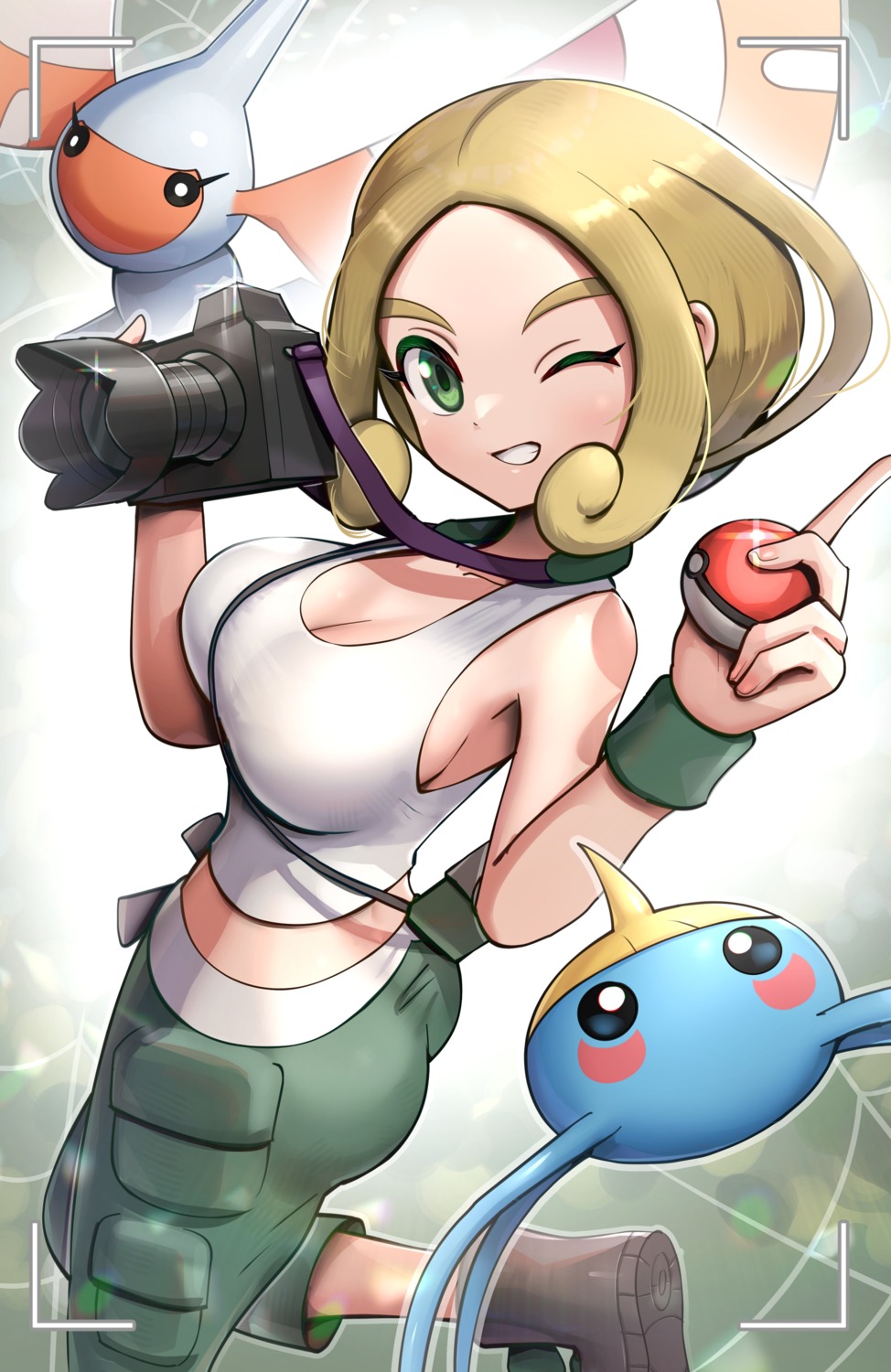 ass, cleavage, gonzarez, masquerain, pokemon, pokemon_xy, surskit, viola_(pokemon)