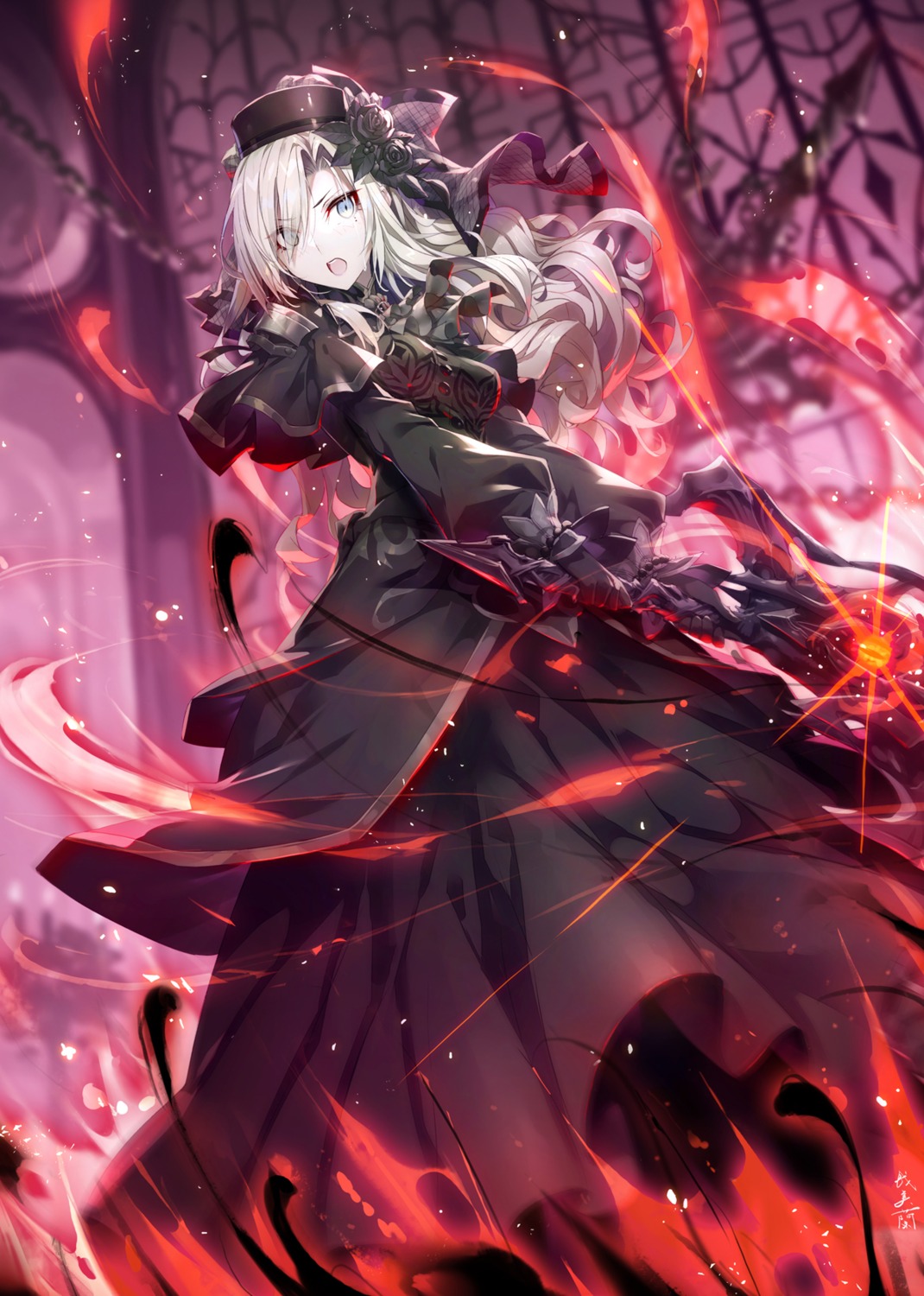 dress, fate/grand_order, gabiran, gothic_lolita, kriemhild_(fate), lolita_fashion, weapon