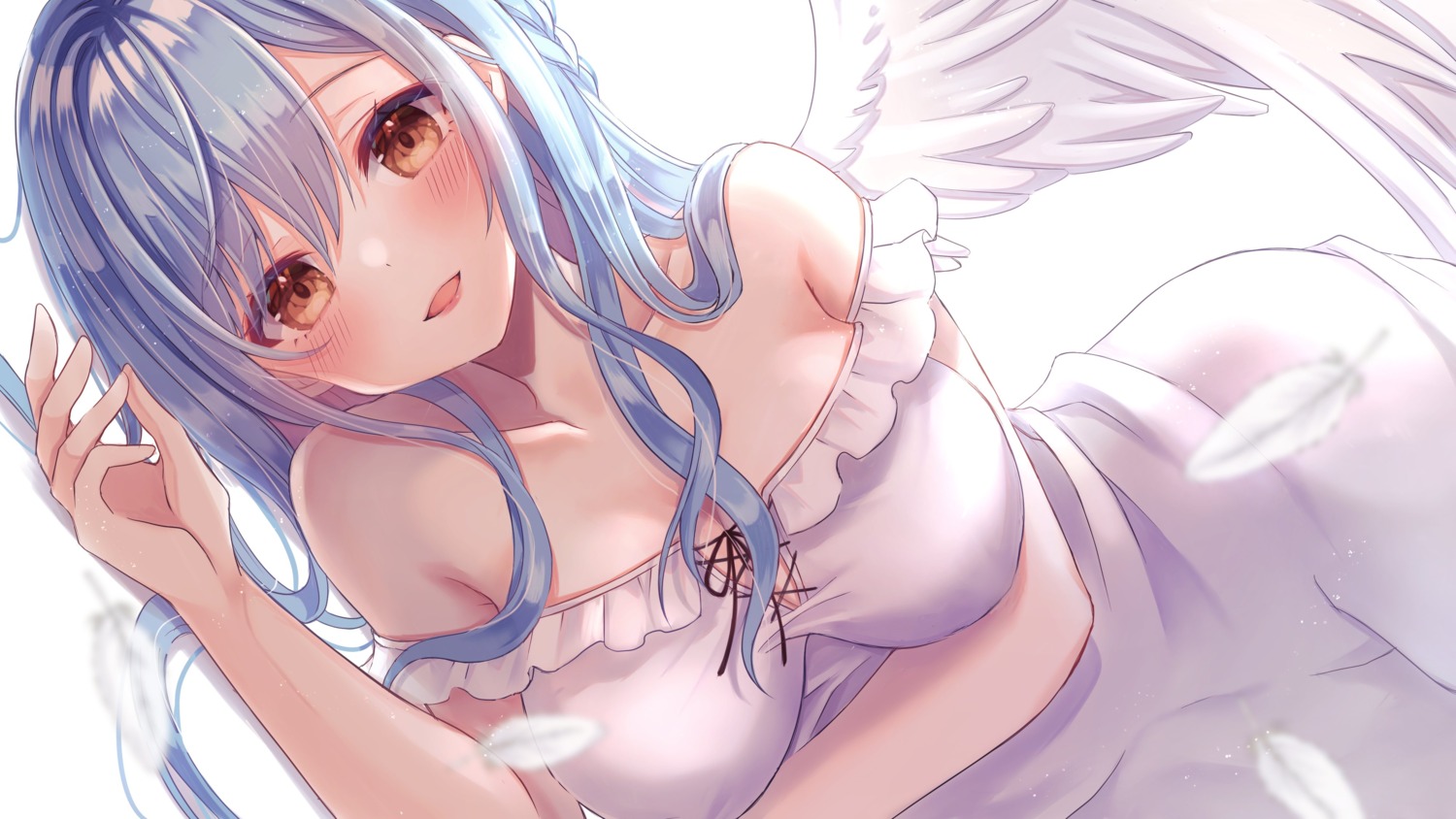 botamochi, dress, no_bra, wings