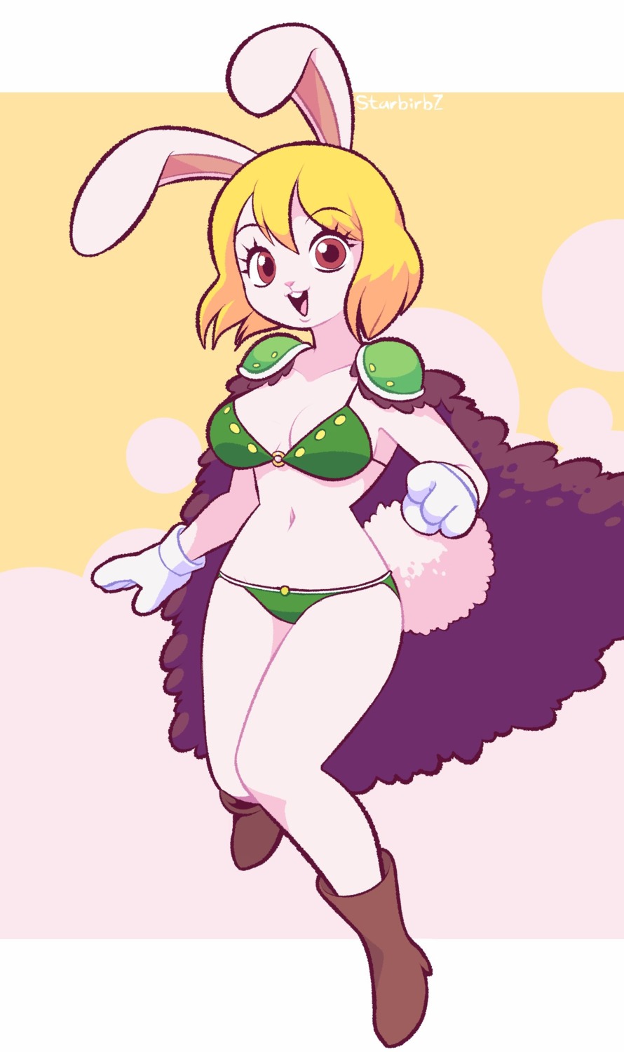 animal_ears, armor, bikini_armor, bunny_ears, carrot_(one_piece), heels, one_piece, starbirbz, tail