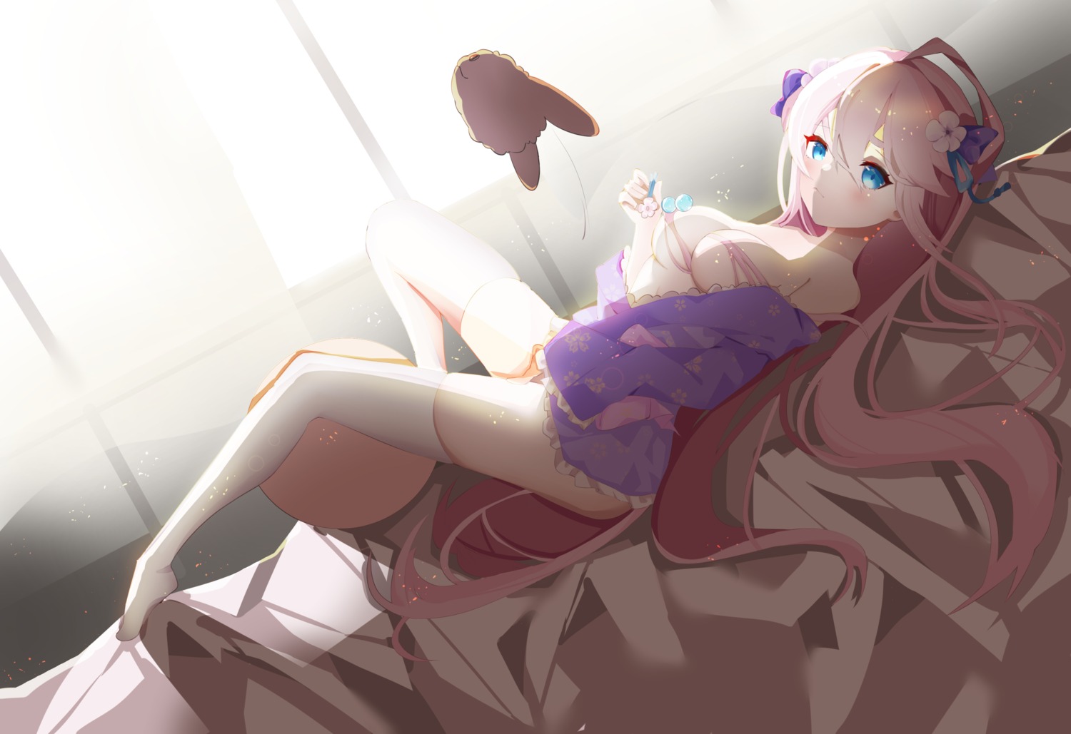 lolita_fashion, no_bra, open_shirt, ruri_(vtuber), tagme, thighhighs, wa_lolita
