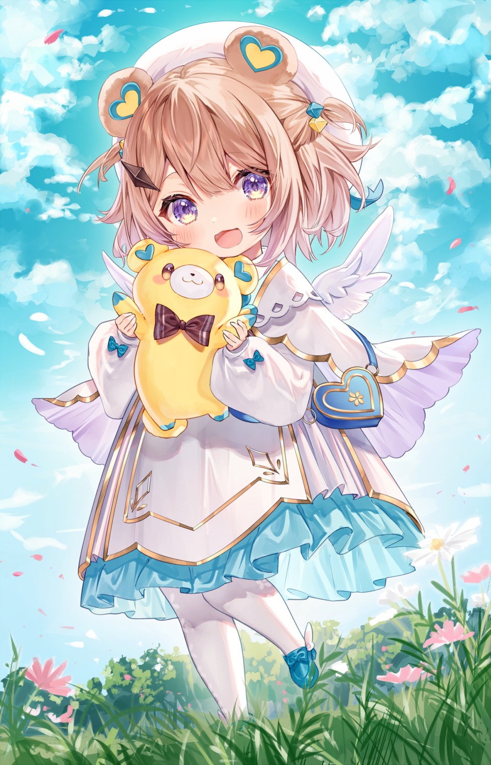animal_ears, dress, pantyhose, wings, yuya_(night_lily)