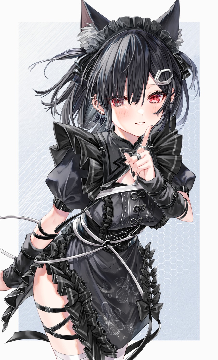 animal_ears, dress, garter, lolita_fashion, nekomimi, thighhighs, yuya_(night_lily)