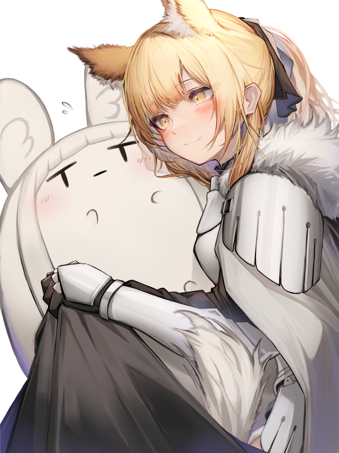 animal_ears, arknights, armor, blemishine_(arknights), platinum_(arknights), tab_head