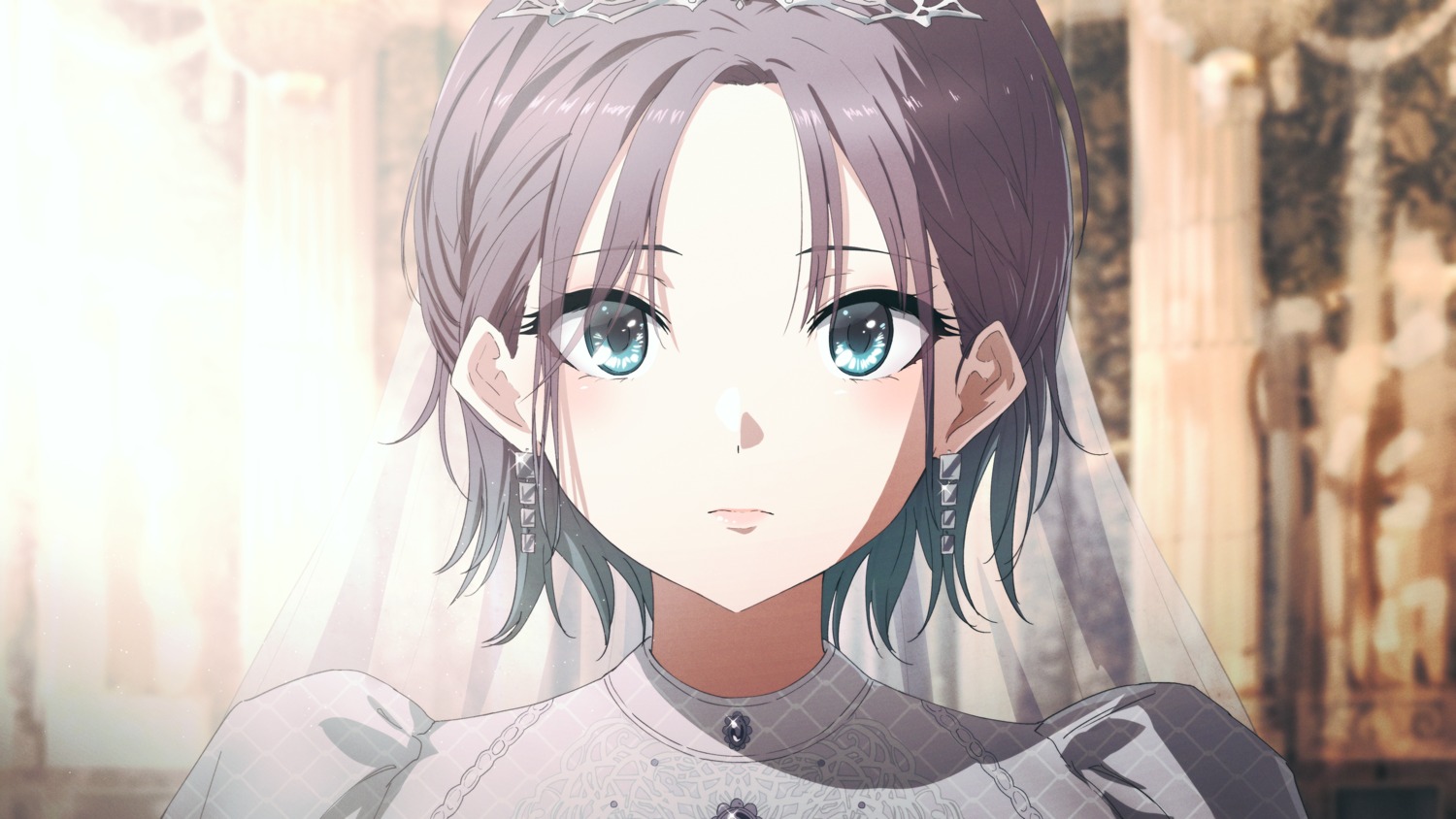 asakura_tooru, dress, misaki_nonaka, see_through, the_idolm@ster, the_idolm@ster_shiny_colors, wallpaper, wedding_dress