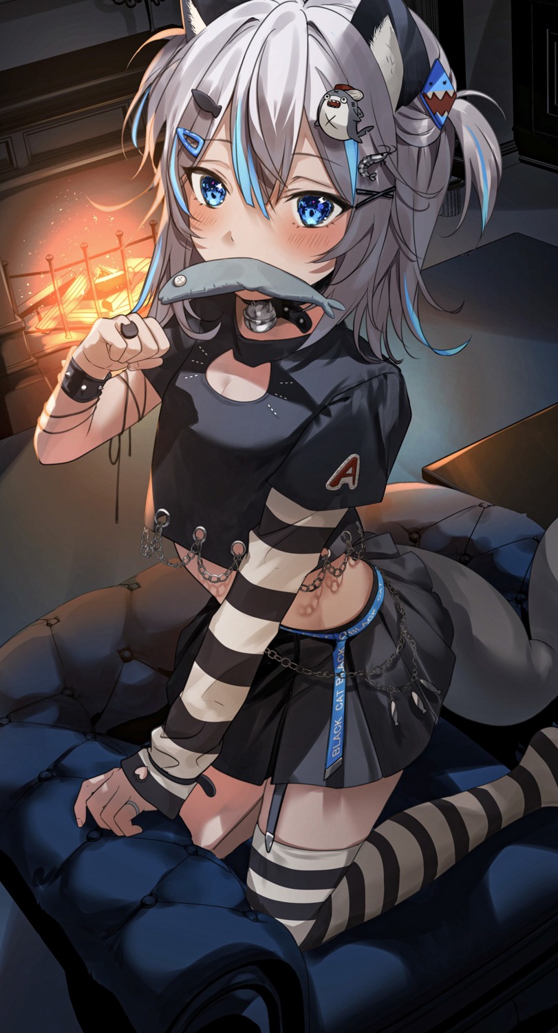 animal_ears, cleavage, eto_sister, gawr_gura, hololive, hololive_english, nekomimi, stockings