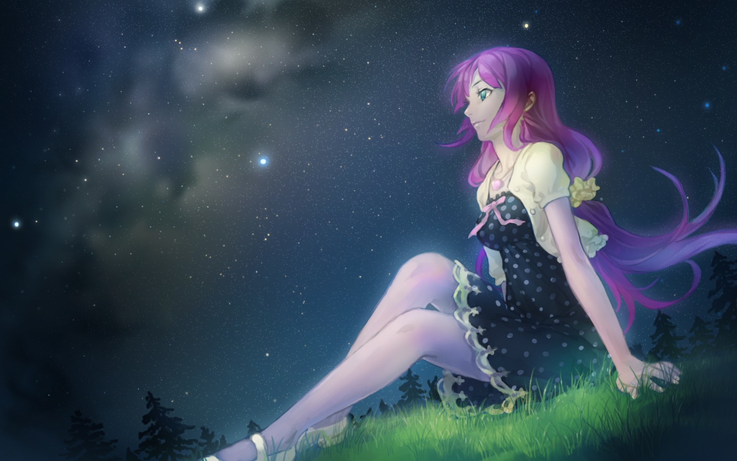 bakemonogatari, dress, janemere, landscape, monogatari_(series), senjougahara_hitagi, wallpaper