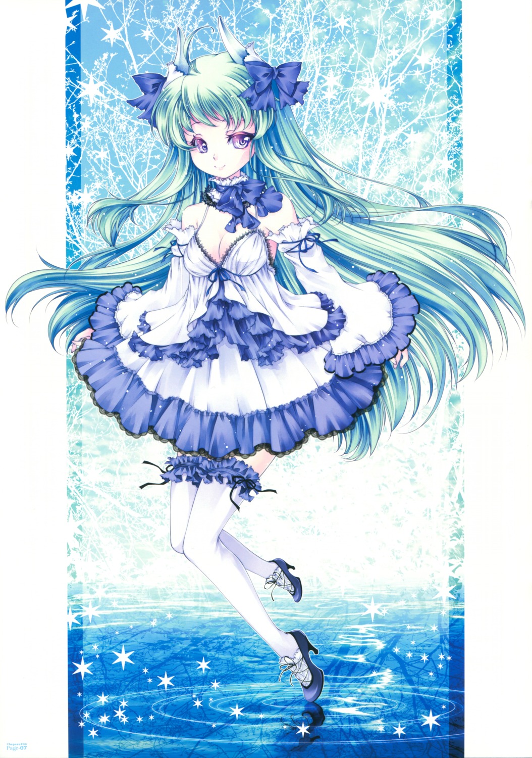 cleavage, dress, mogami_rio, nekoyanagi, thighhighs