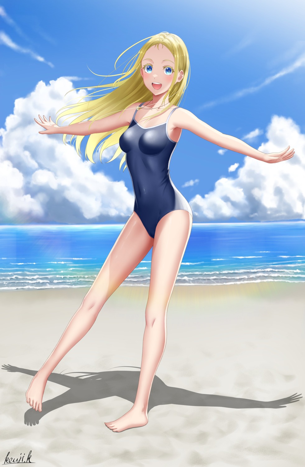kayama_kouji, kofune_ushio, school_swimsuit, summertime_render, swimsuits