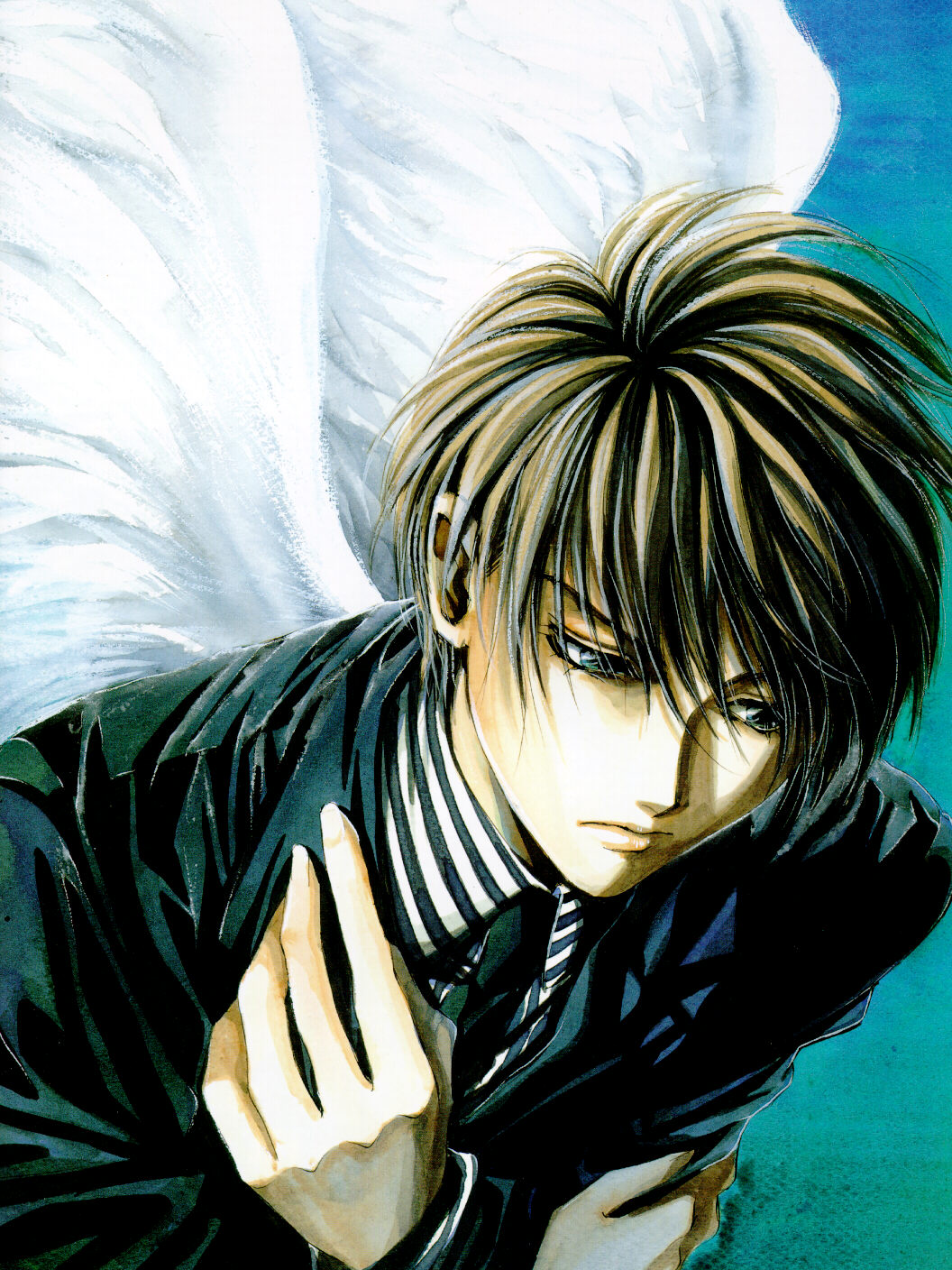 angel, angel_sanctuary, business_suit, male, mudou_setsuna, wings, yuki_kaori