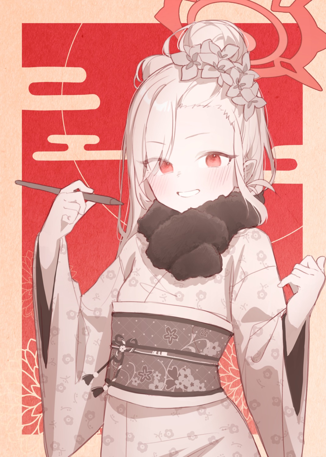 asagi_mutsuki, blue_archive, doribae, halo, kimono, pointy_ears