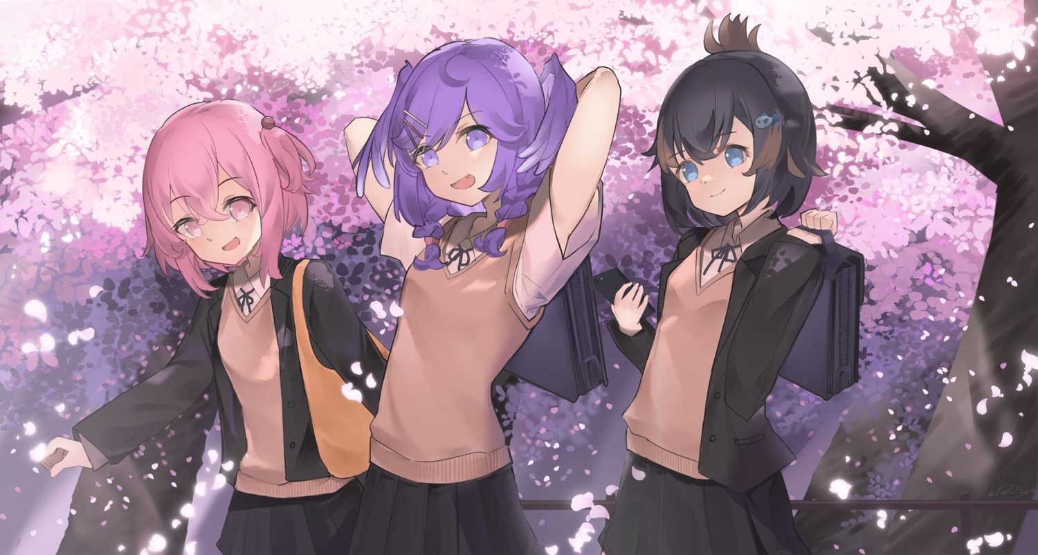 heterochromia, nijisanji, nijisanji_en, petra_gurin, rosemi_lovelock, rusha, seifuku, selen_tatsuki, sweater, wings