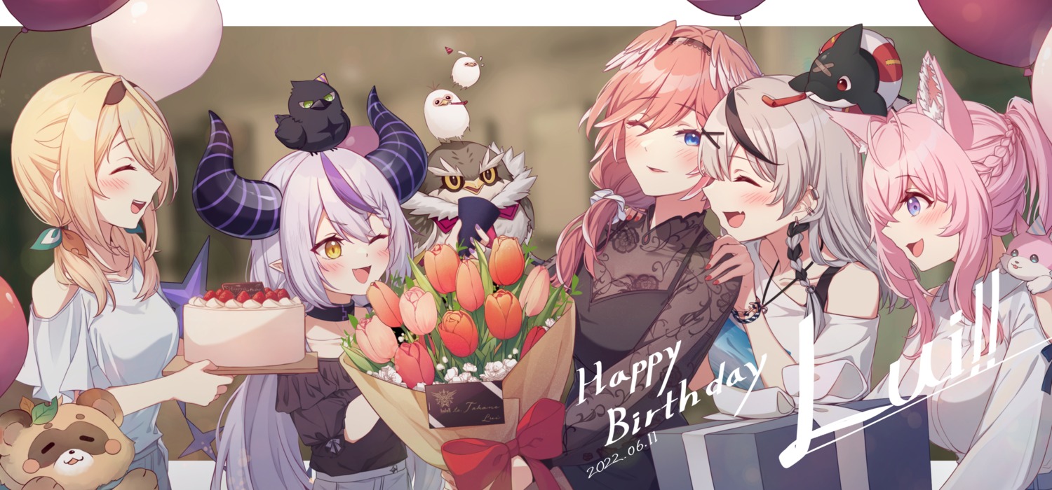animal_ears, cleavage, crow_(la+_darknesss), devil, ganmo_(takane_lui), hakui_koyori, hololive, horns