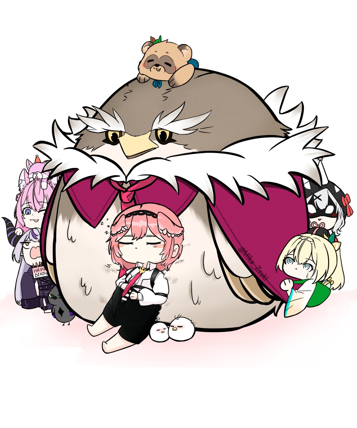 animal_ears, chibi, devil, ganmo_(takane_lui), hakui_koyori, hololive, horns, japanese_clothes