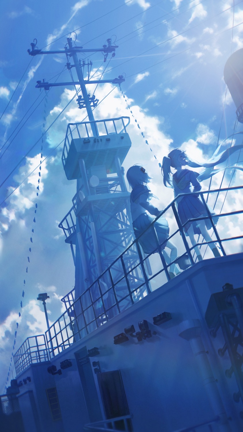 cevio, hatsune_miku, kafu_(cevio), konya_karasue, landscape, seifuku, vocaloid