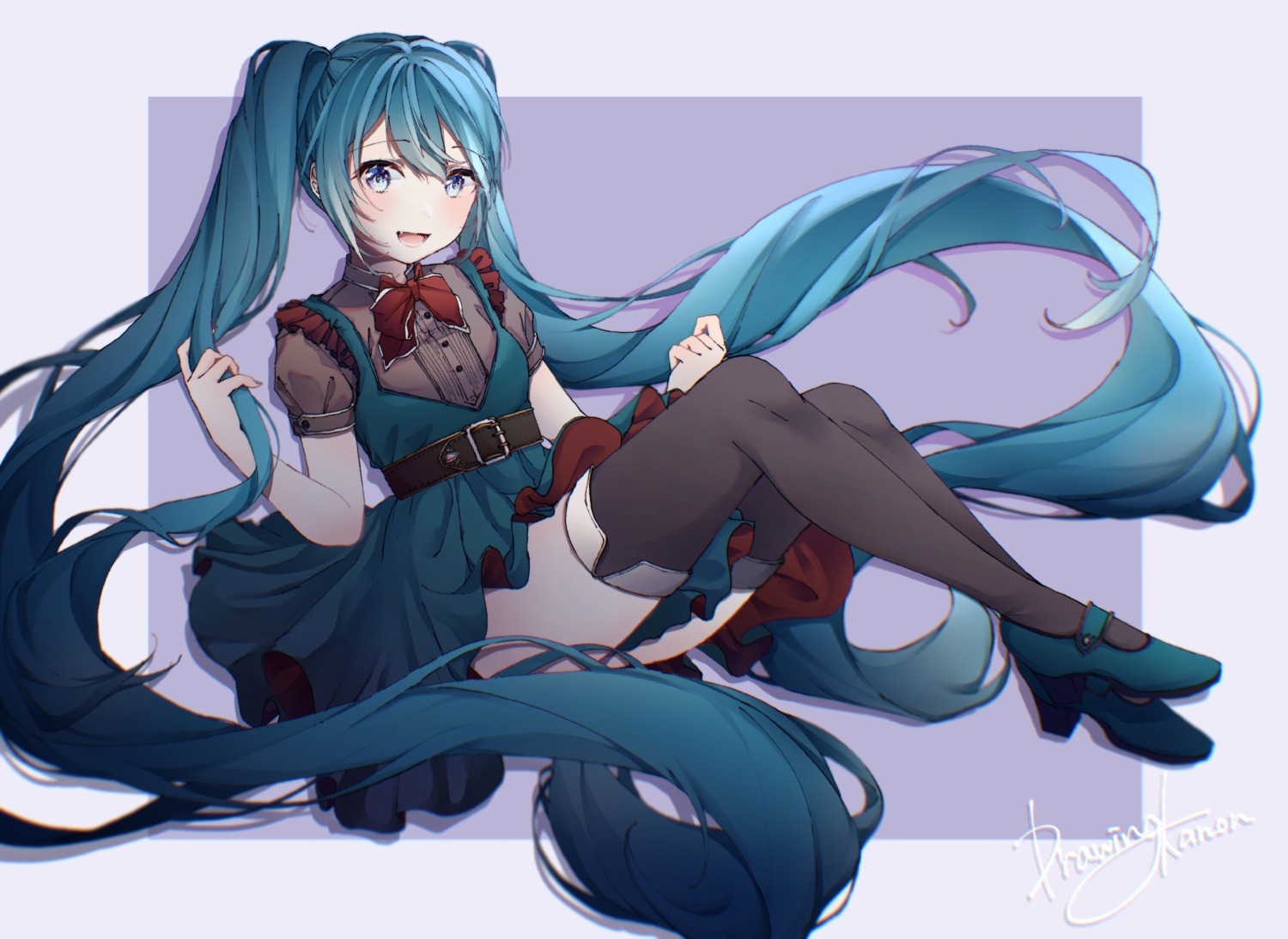 drawing_kanon, dress, hatsune_miku, heels, thighhighs, vocaloid