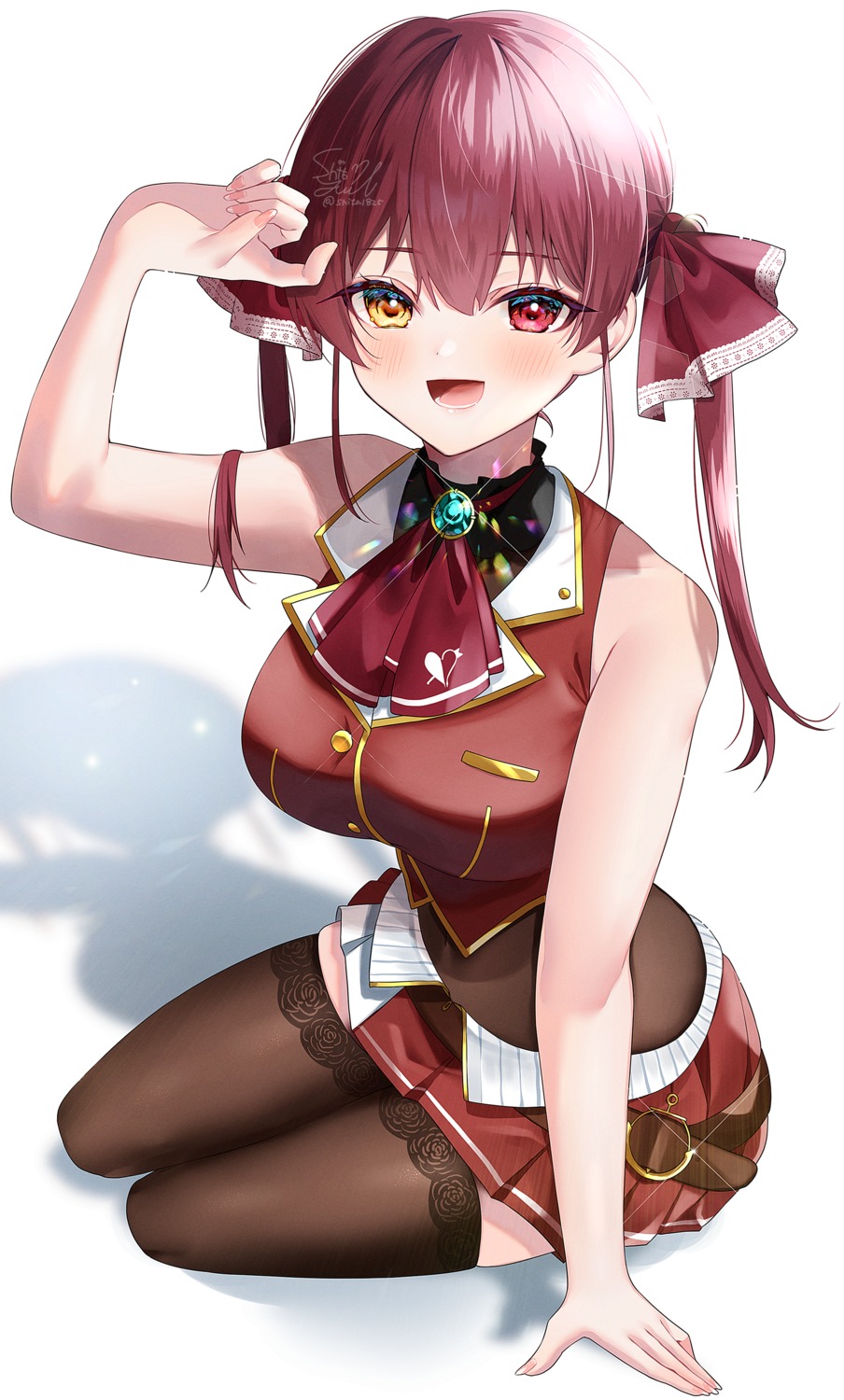 heterochromia, hololive, houshou_marine, see_through, shito_yui, thighhighs