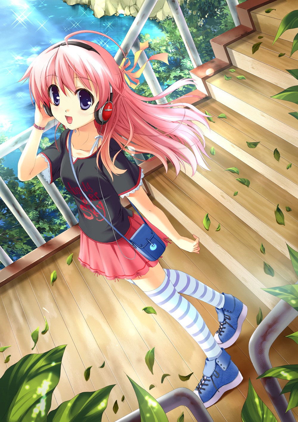 ayakaze_ryuushou, headphones, thighhighs