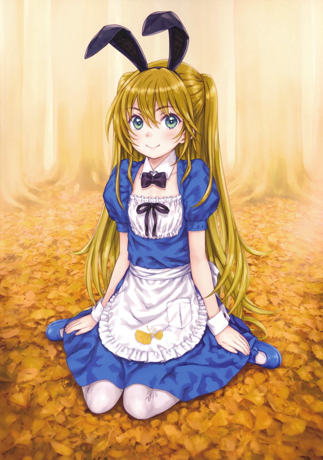 animal_ears, bunny_ears, dress, focke_wulf, paper_texture, super_flat_lolinitron