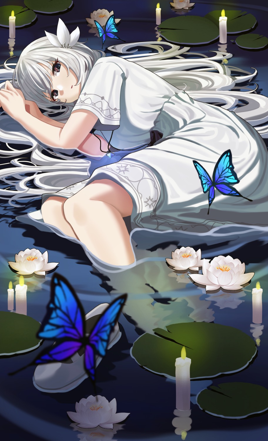 dress, ender_lilies_quietus_of_the_knights, haerge, lily_(ender_lilies), wet