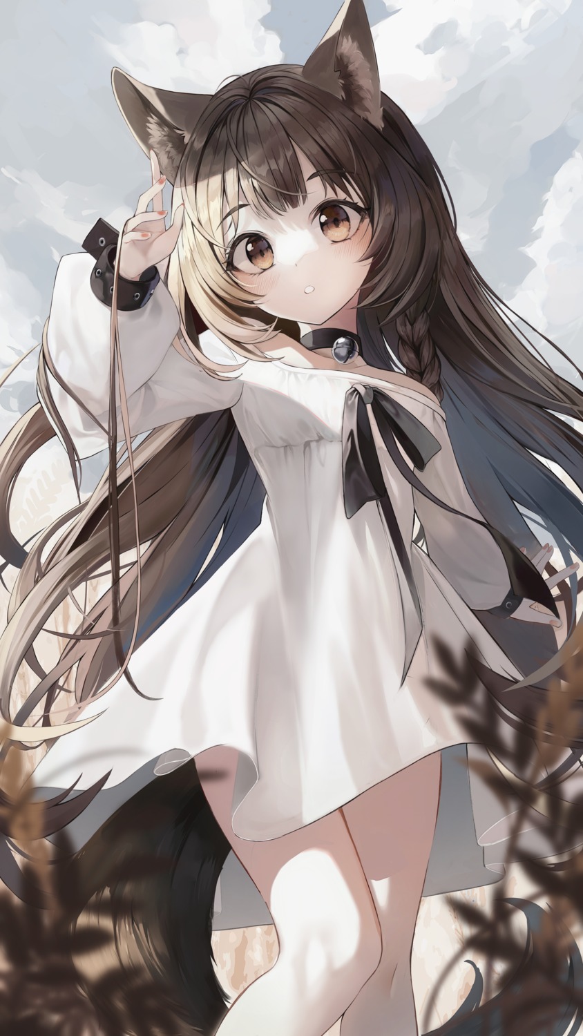 animal_ears, animal_ears_(artist), dress, grimlight, lis_(grimlight), summer_dress, tail