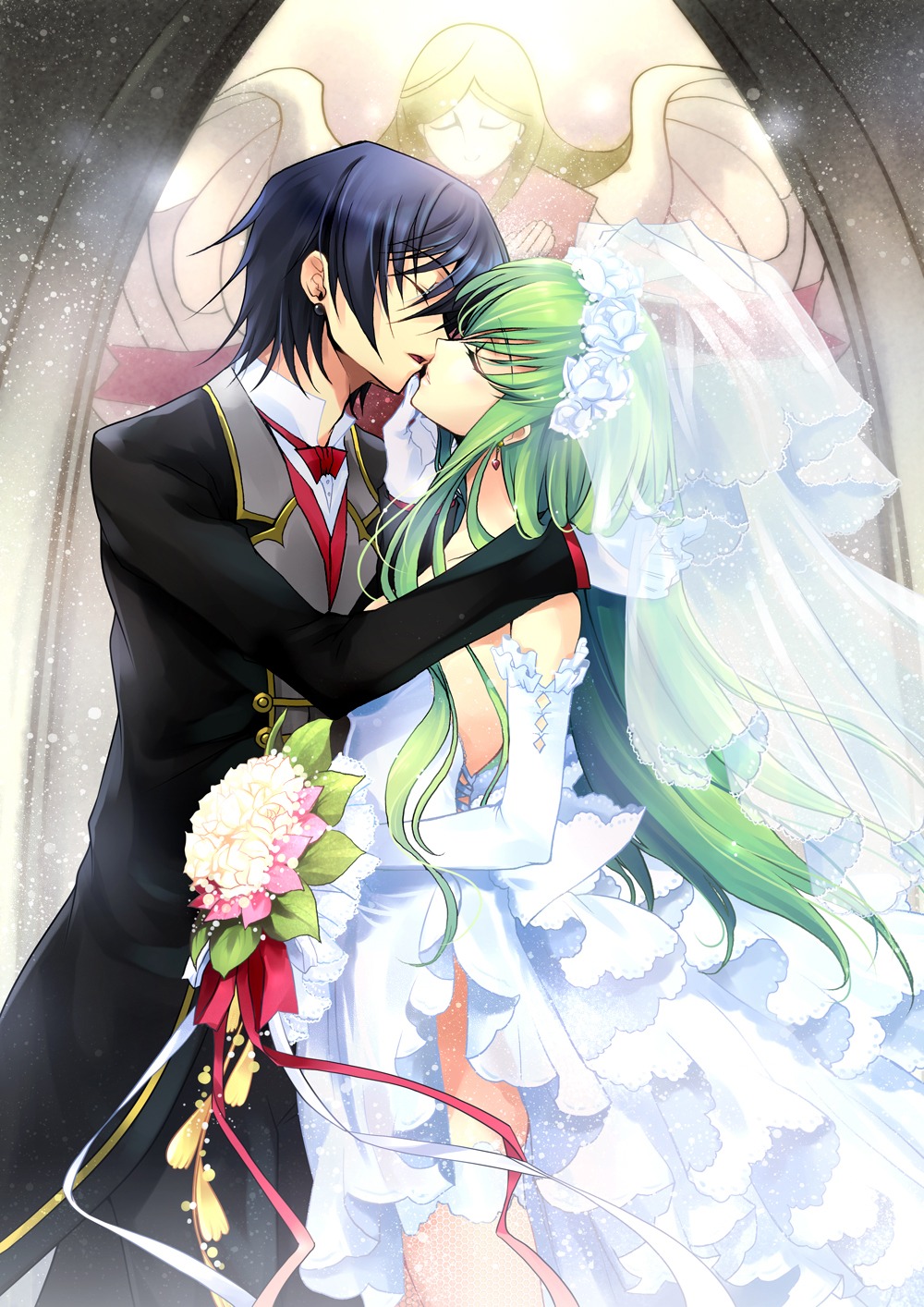 c.c., code_geass, creayus, dress, lelouch_lamperouge, rangetsu, wedding_dress