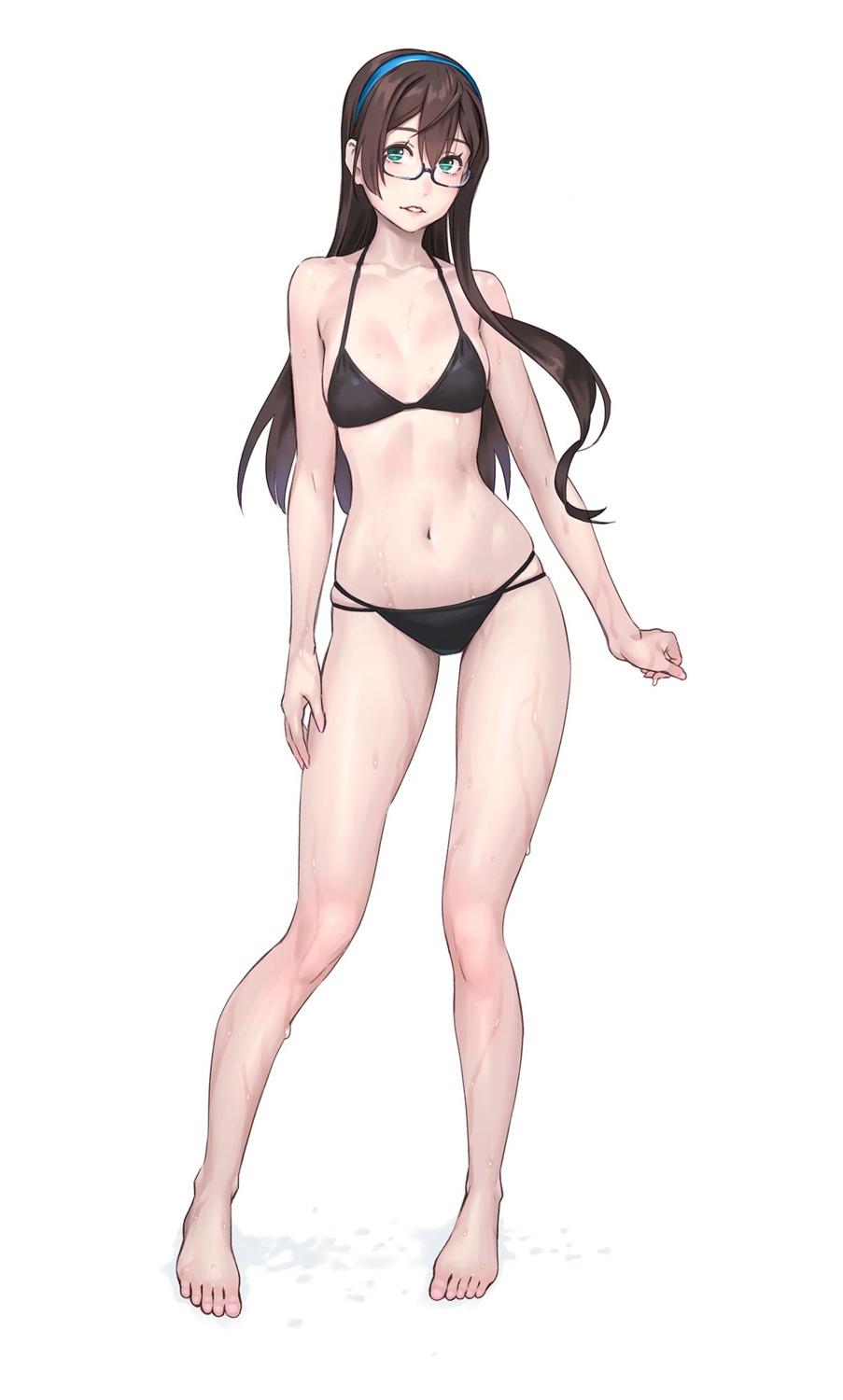 bikini, jpeg_artifacts, kantai_collection, megane, ooyodo_(kancolle), swimsuits, wet, yuuji_(and)