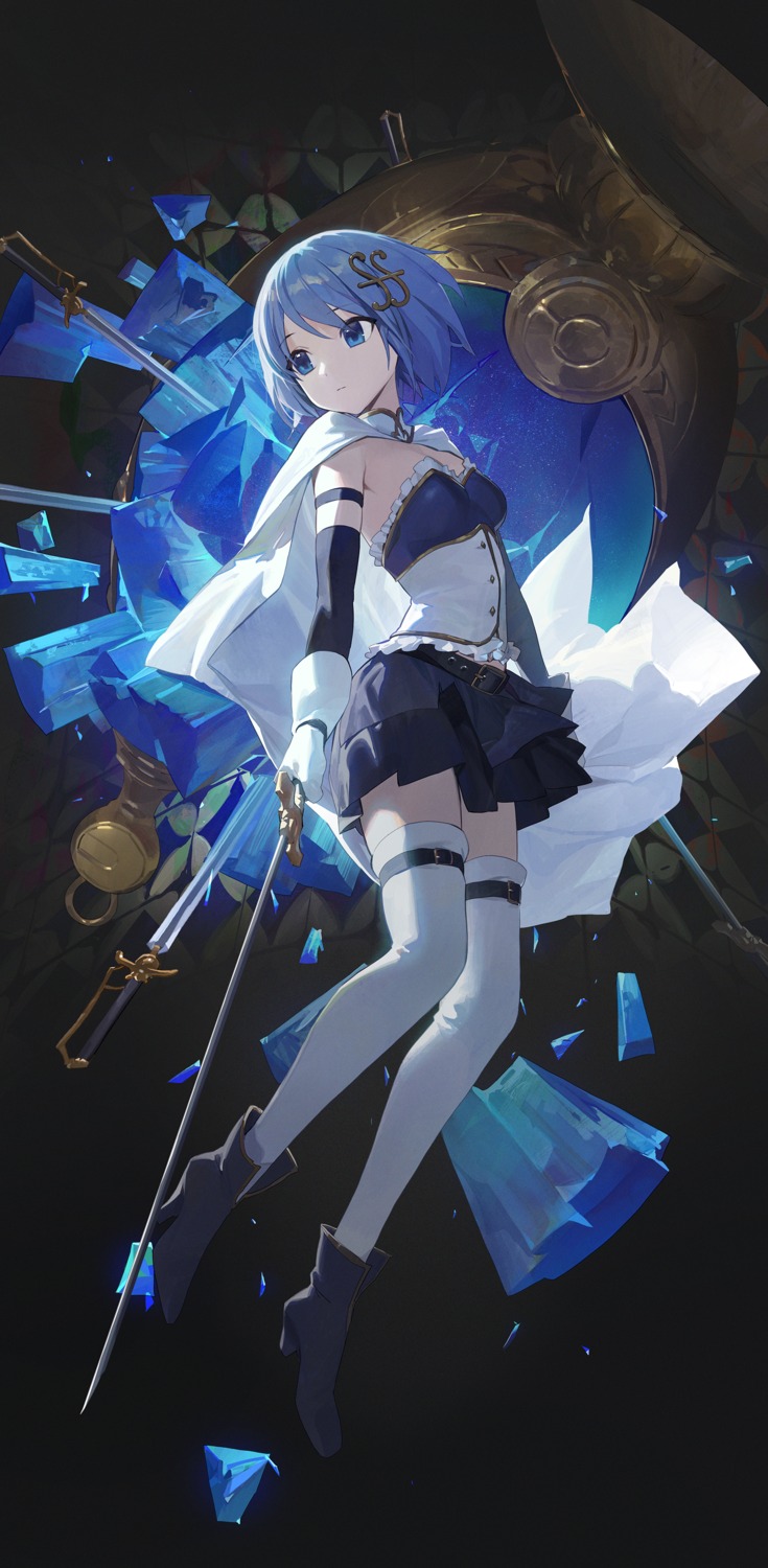 garter, heels, mahou_shoujo_madoka_magica, miki_sayaka, modare, sword, thighhighs
