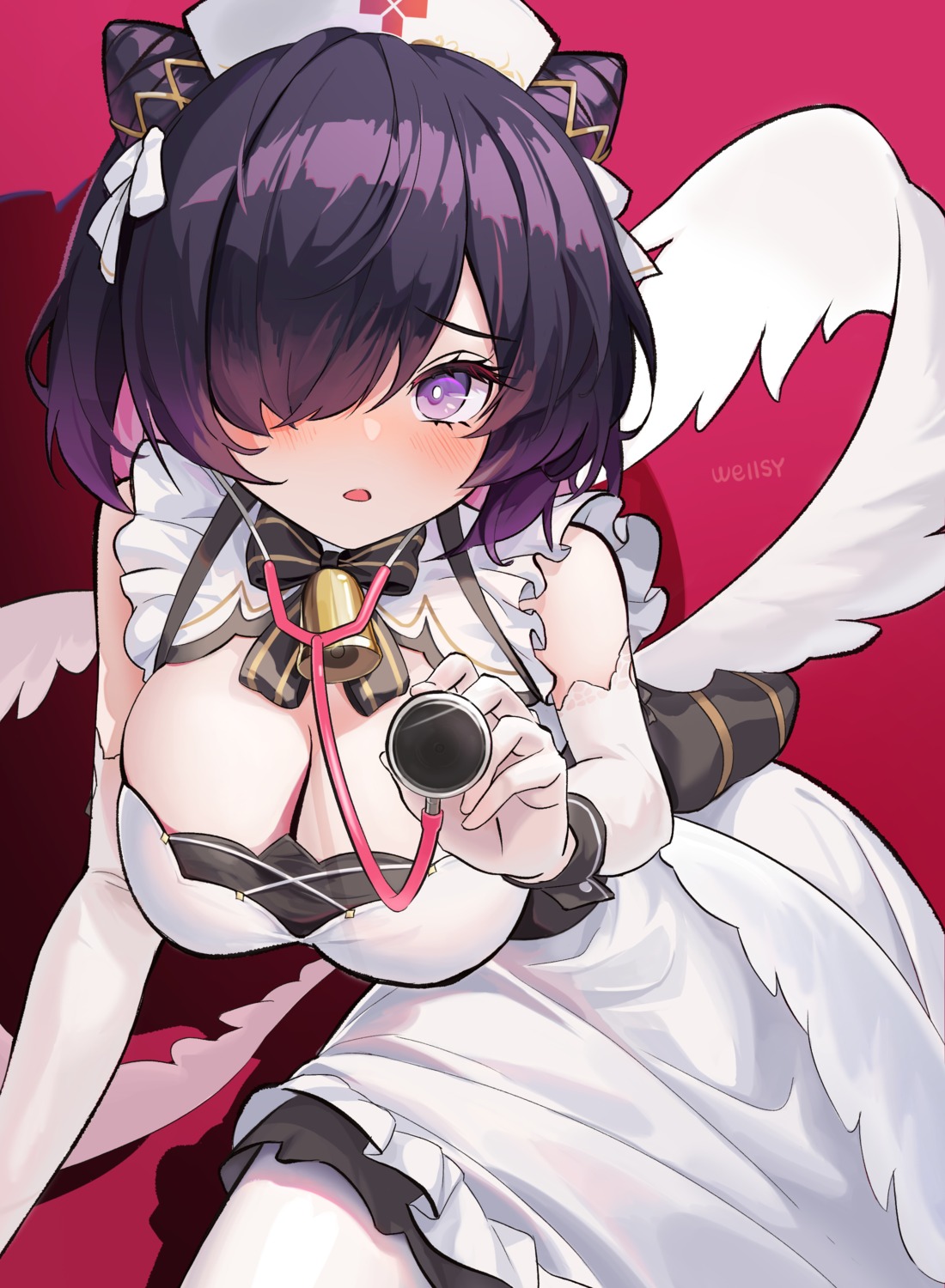 azur_lane, cleavage, jervis_(azur_lane), nurse, wellsy, wings