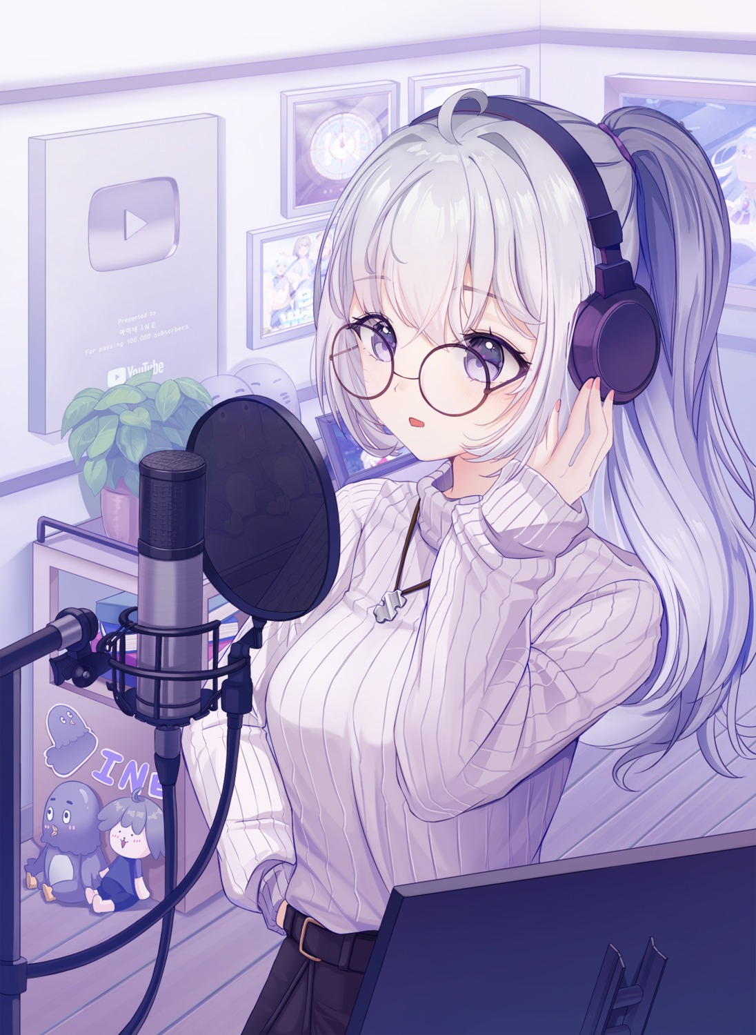 headphones, megane, prana_(prana12), sweater