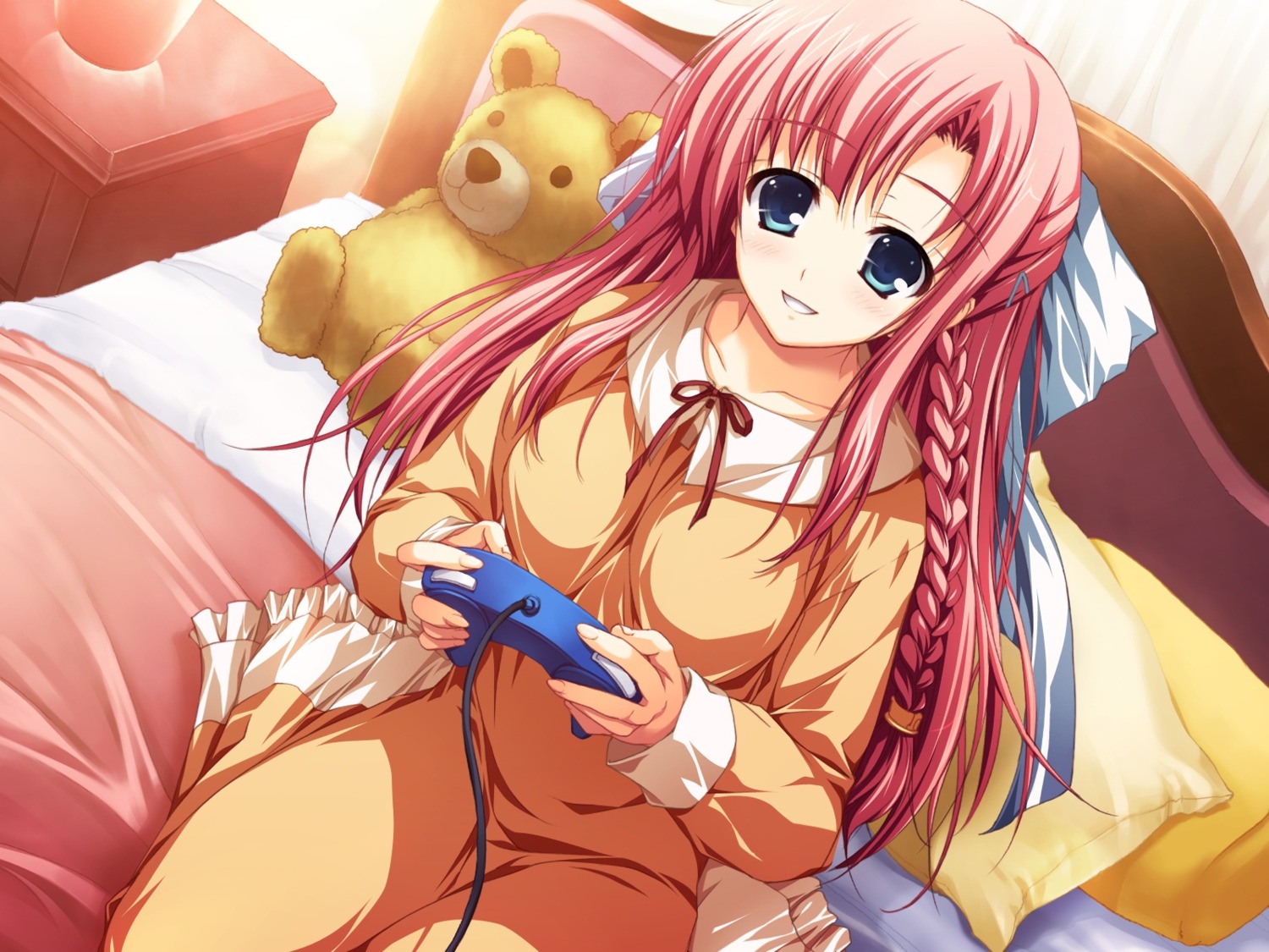 akatsuki_no_goei, game_cg, nikaidou_aya, pajama, syangrila, tomose_shunsaku