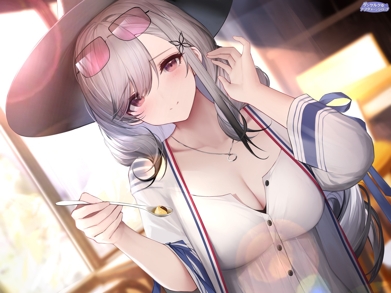 an_yasuri, atelier-mer, azur_lane, cleavage, dunkerque_(azur_lane), megane, wallpaper