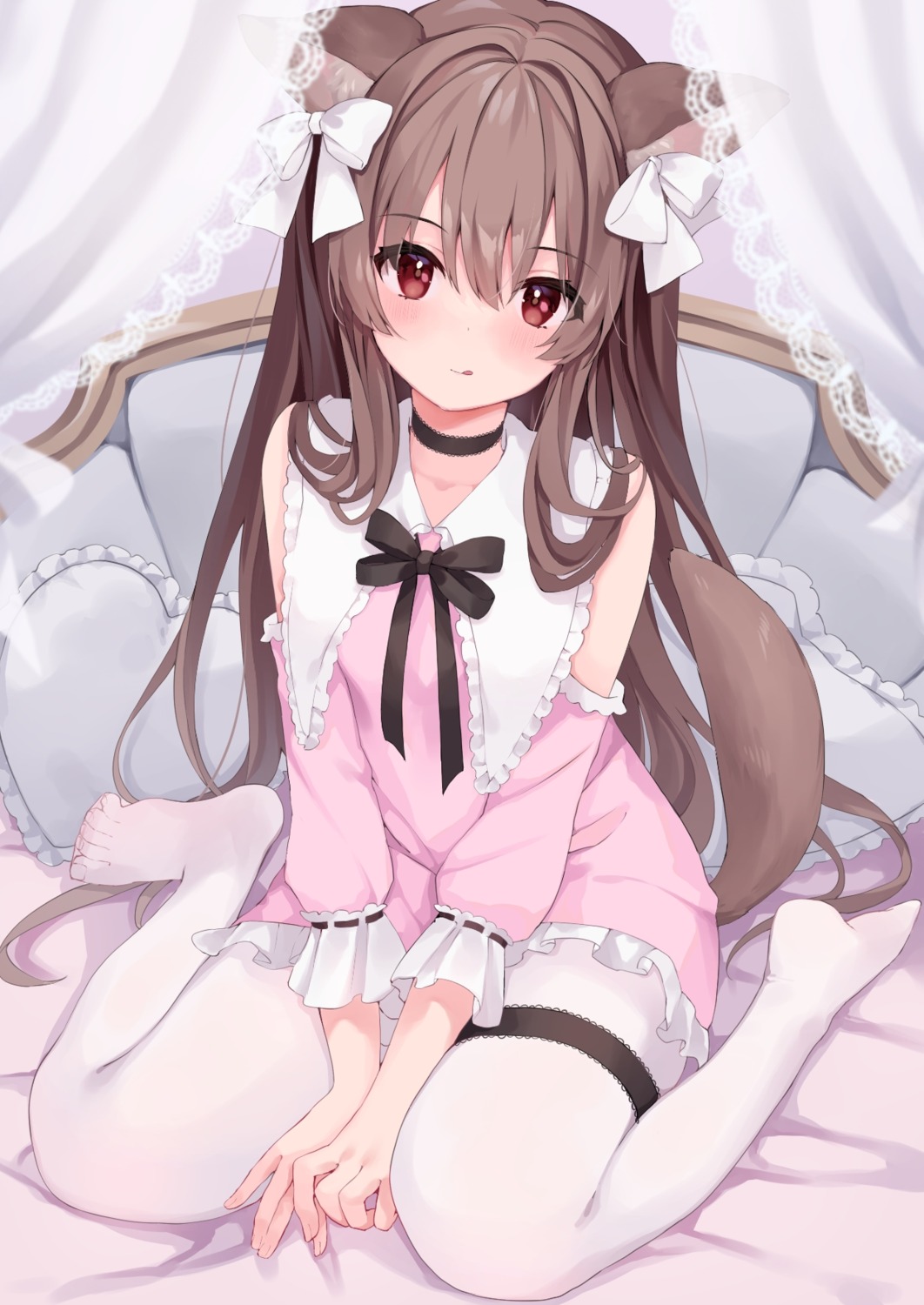 animal_ears, dress, garter, pantyhose, shiroha, tail