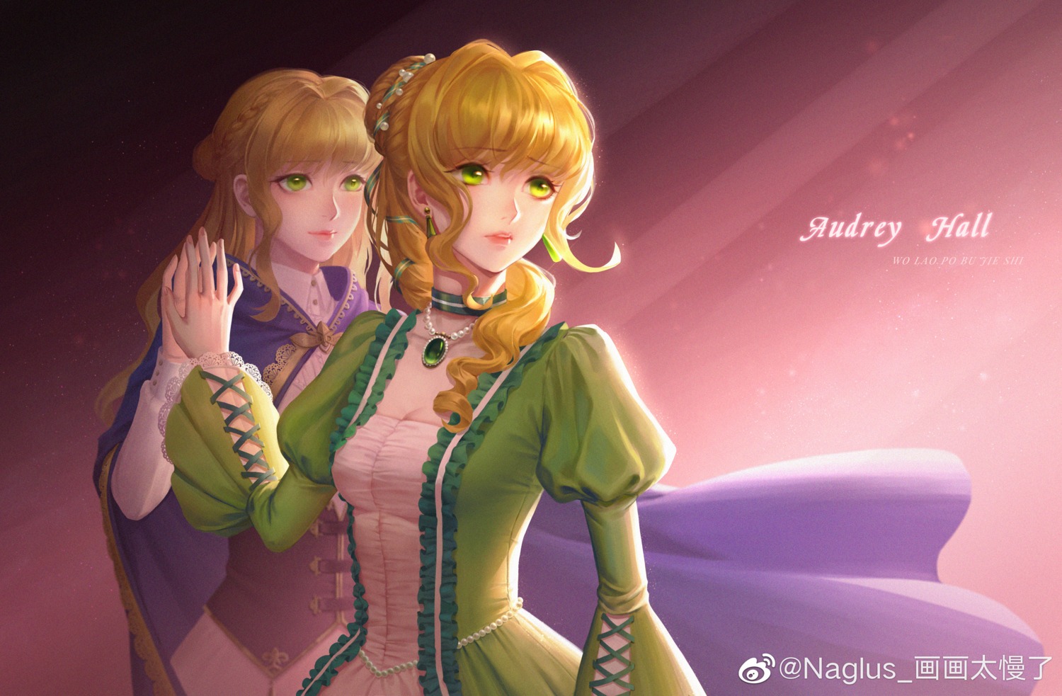 audrey_hall, dress, lord_of_mysteries, naglus, no_bra, watermark
