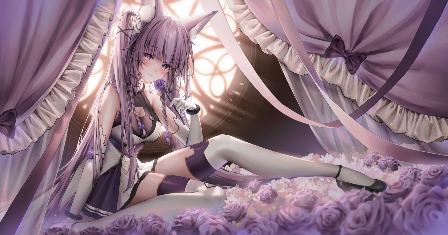 animal_ears, dress, guild_cq, millet_(milletneko), quon_tama, thighhighs