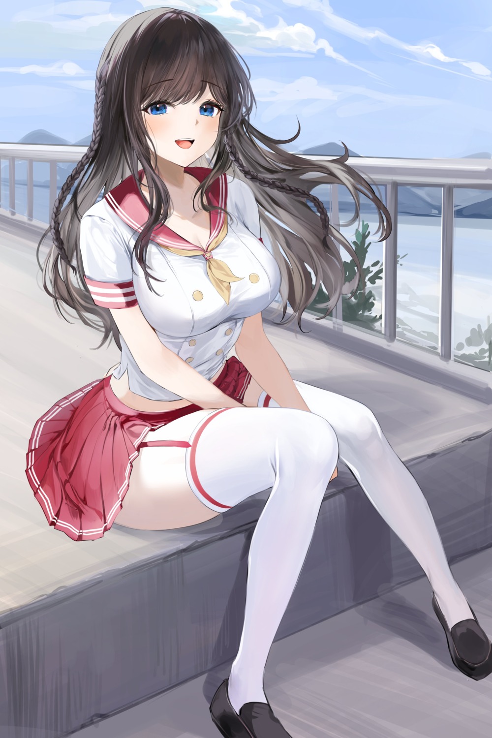 lillly, lochi's_character, seifuku, skirt_lift, stockings, thighhighs