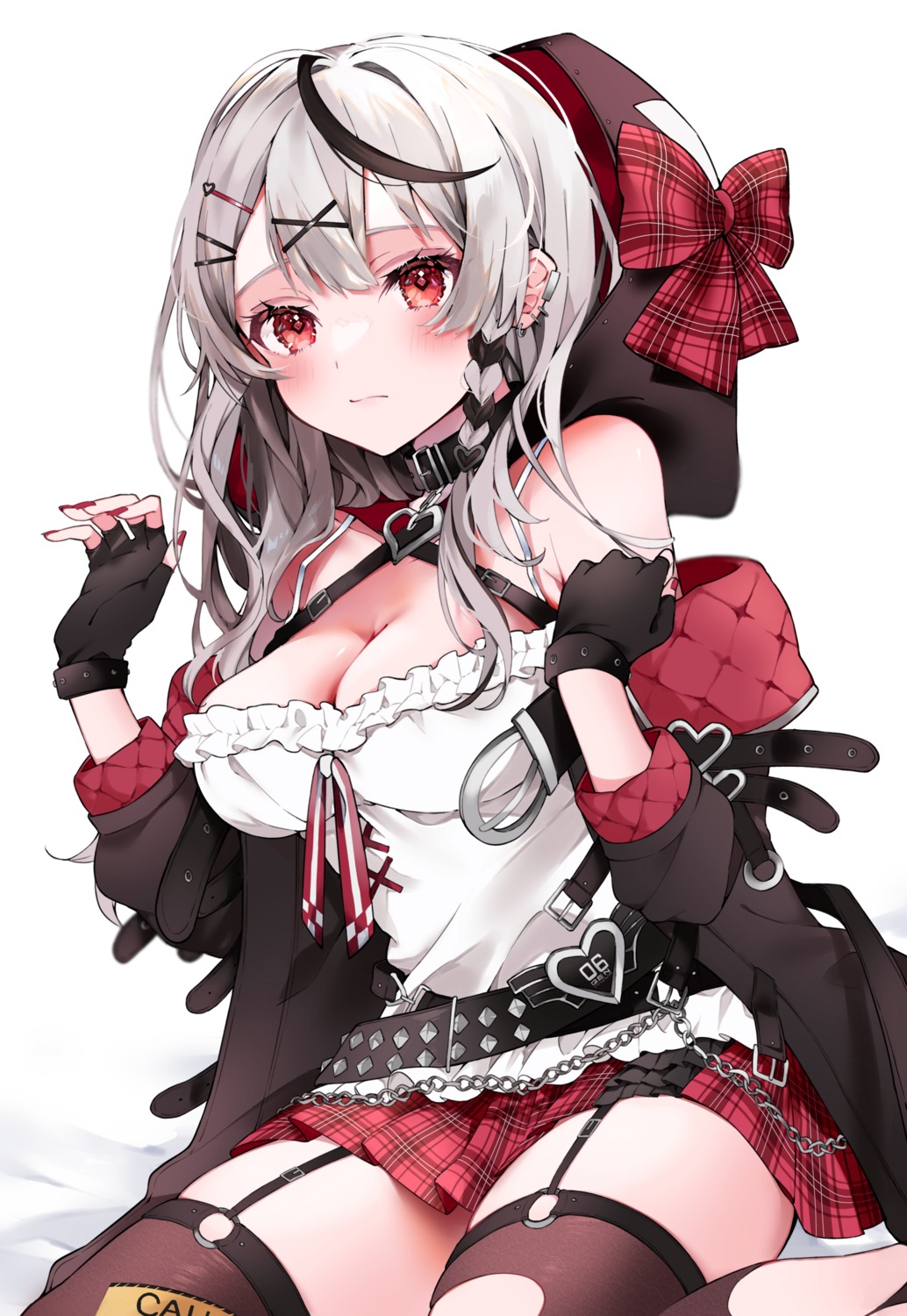 hololive, kuramiko, no_bra, sakamata_chloe, stockings, thighhighs, torn_clothes