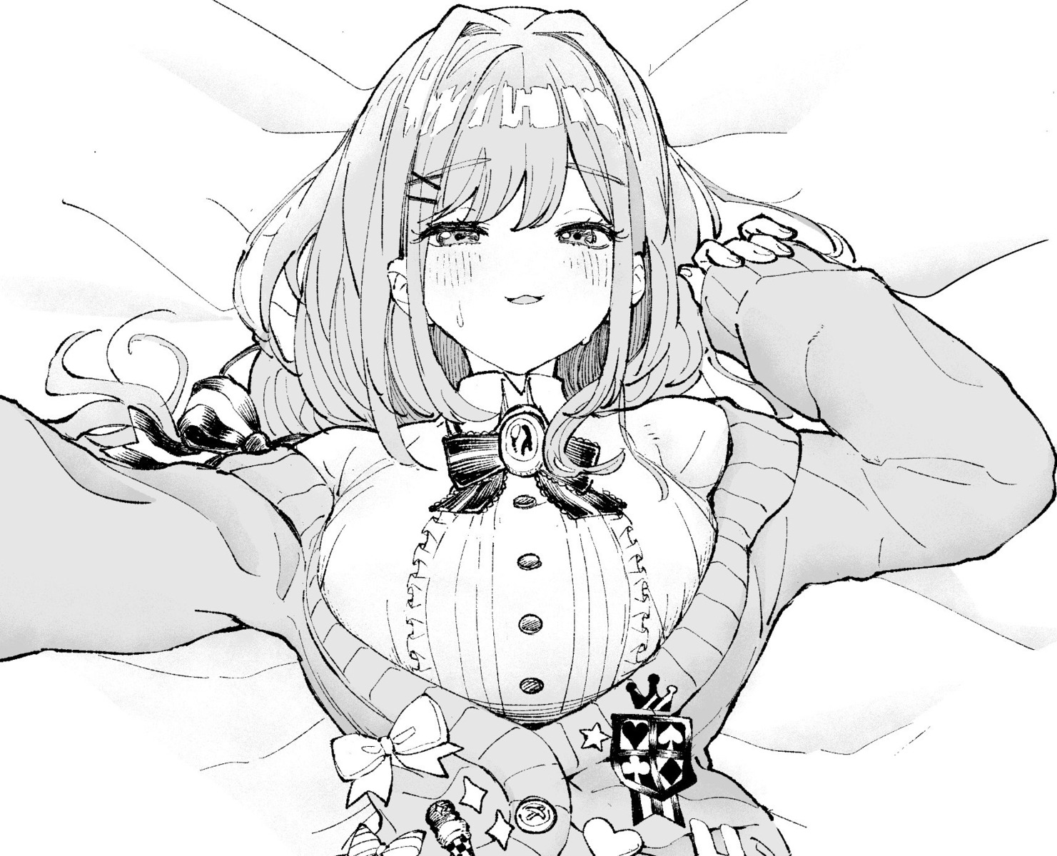 monochrome, natevior, nijisanji, selfie, suzuhara_ruru, sweater