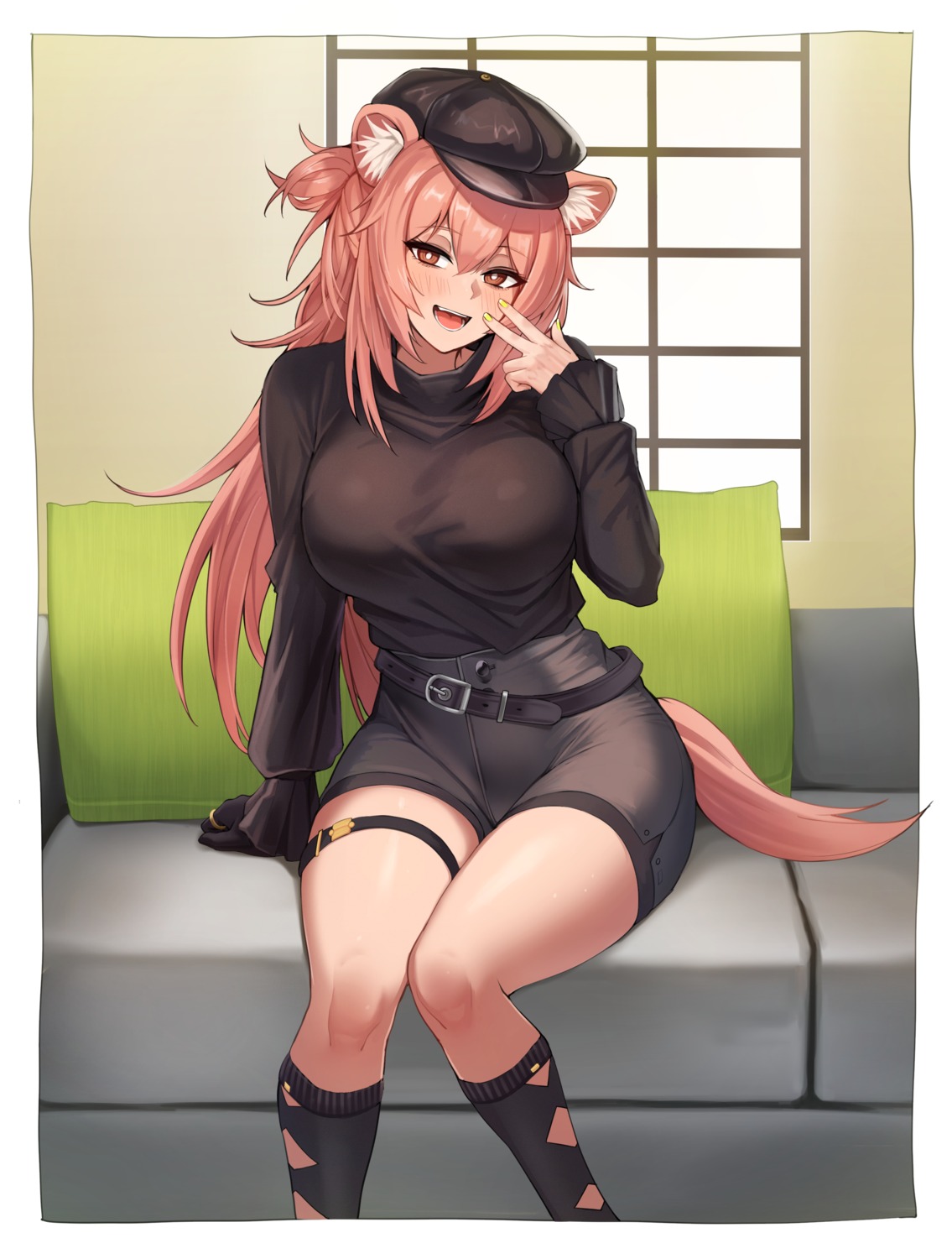 animal_ears, arknights, beruko14, garter, gravel_(arknights), tail