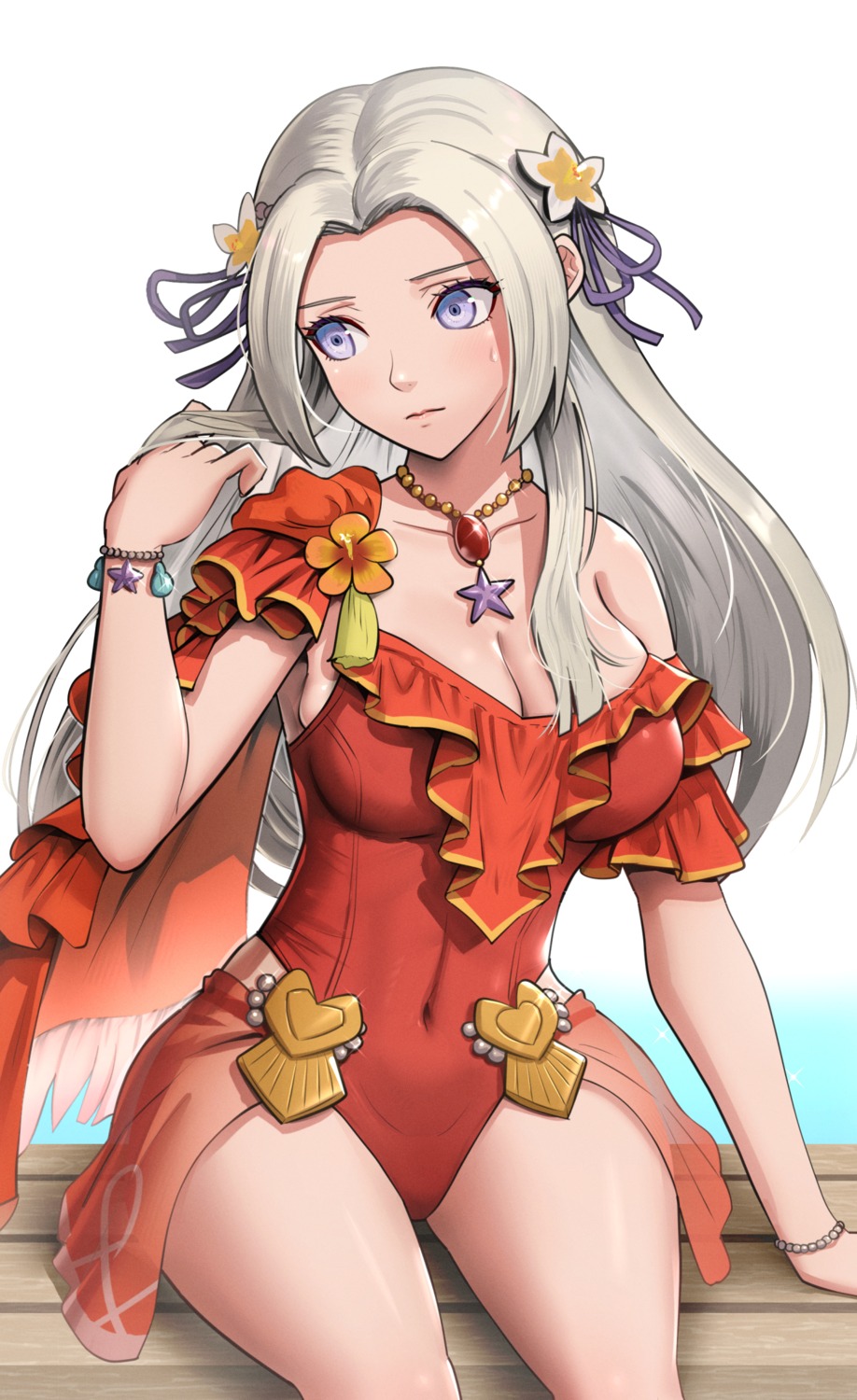 cleavage, edelgard_von_hresvelg, fire_emblem, fire_emblem_three_houses, gonzarez, see_through, swimsuits
